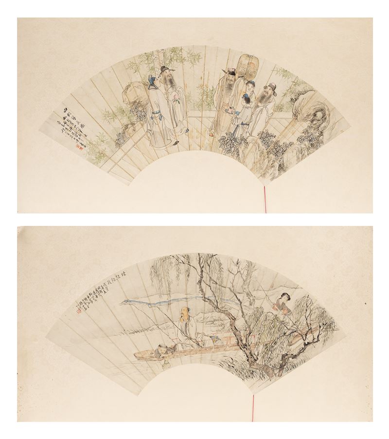 Due ventagli dipinti, Cina, dinastia Qing (1644-1911), dimensioni variabili