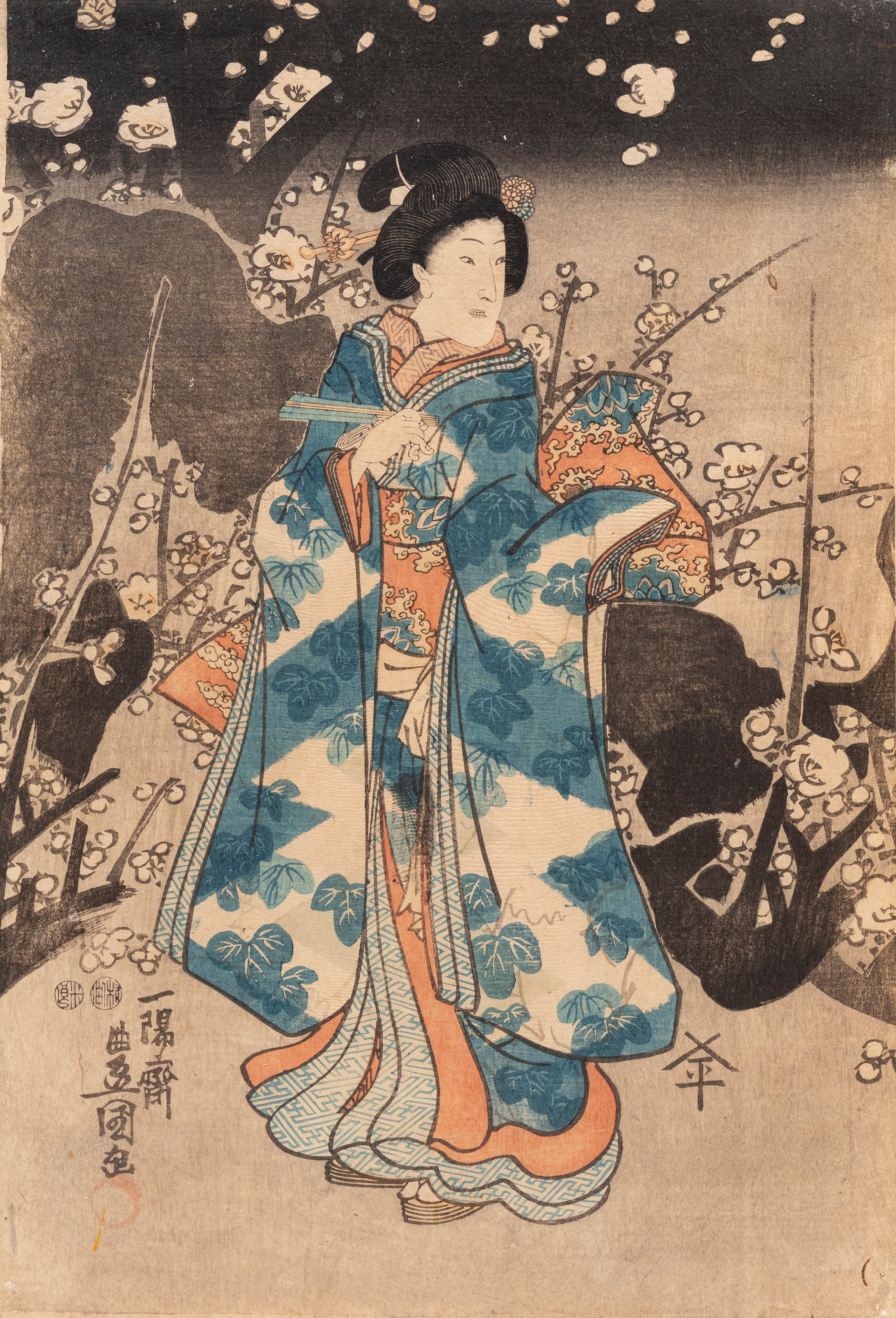 Utagawa Kunisada, Quattro incisioni di scuola Ukiyo-e, Giappone, periodo Meiji