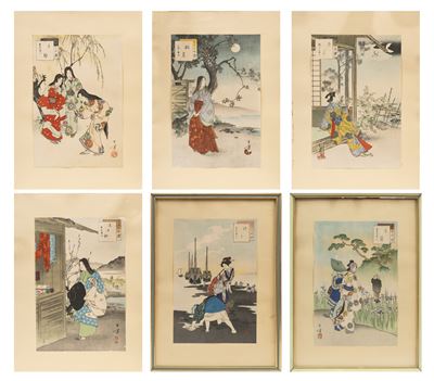 Mizuno Toshikata, Sei incisioni di scuola Ukiyo-e, Giappone, periodo Meiji