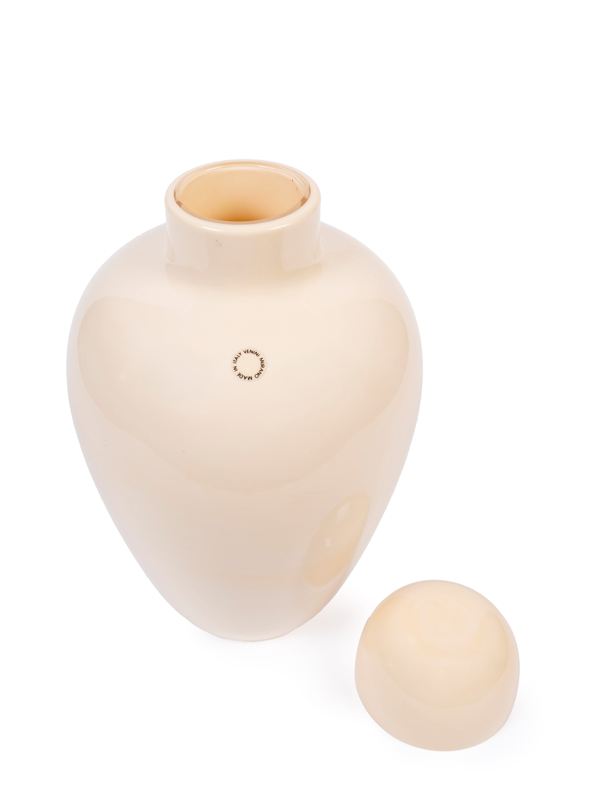 Venini - Vaso con coperchio in vetro soffiado della serie 'Cinesi', 1985