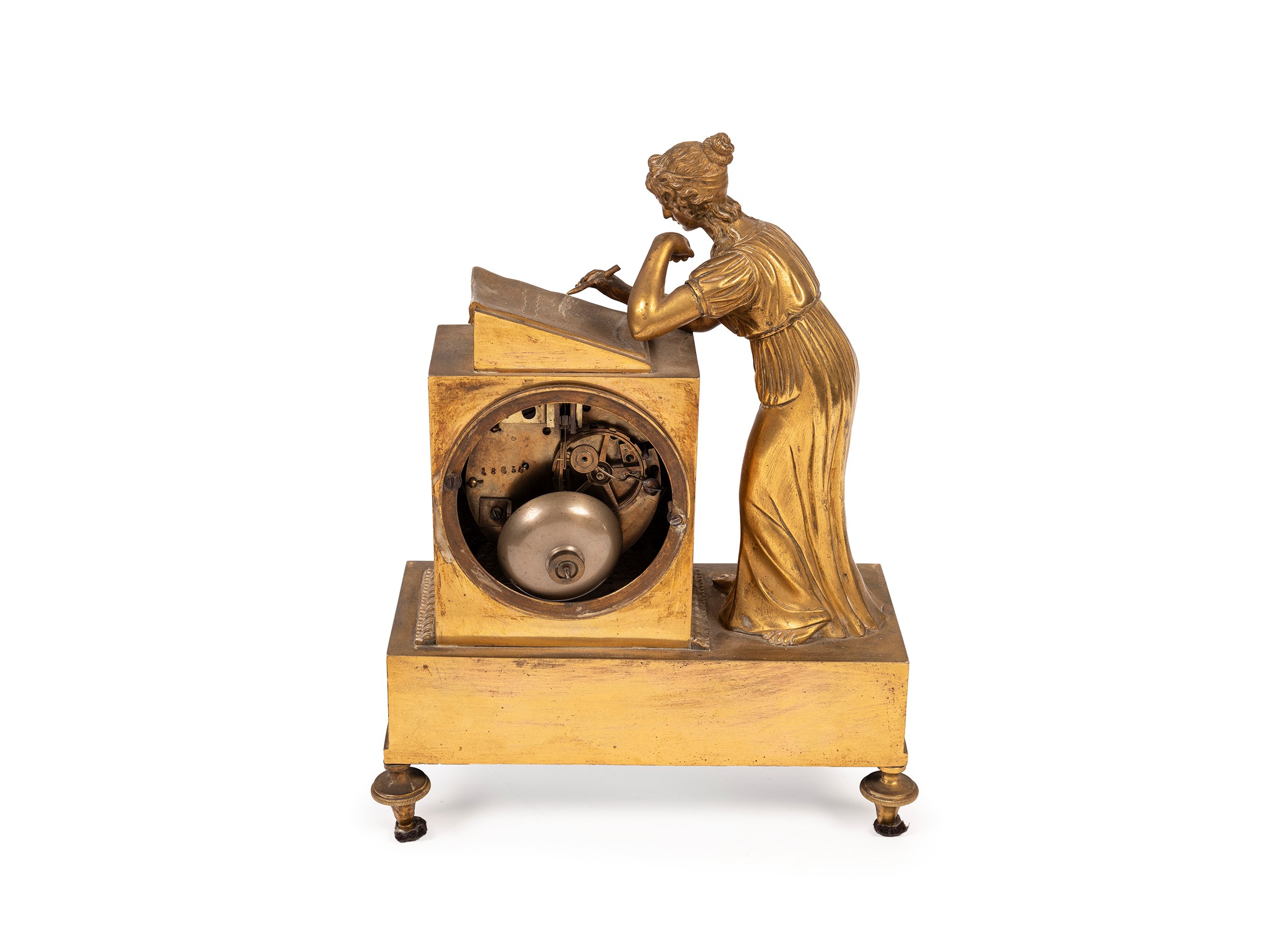 Pendola in bronzo dorato con figura di donna, XIX secolo