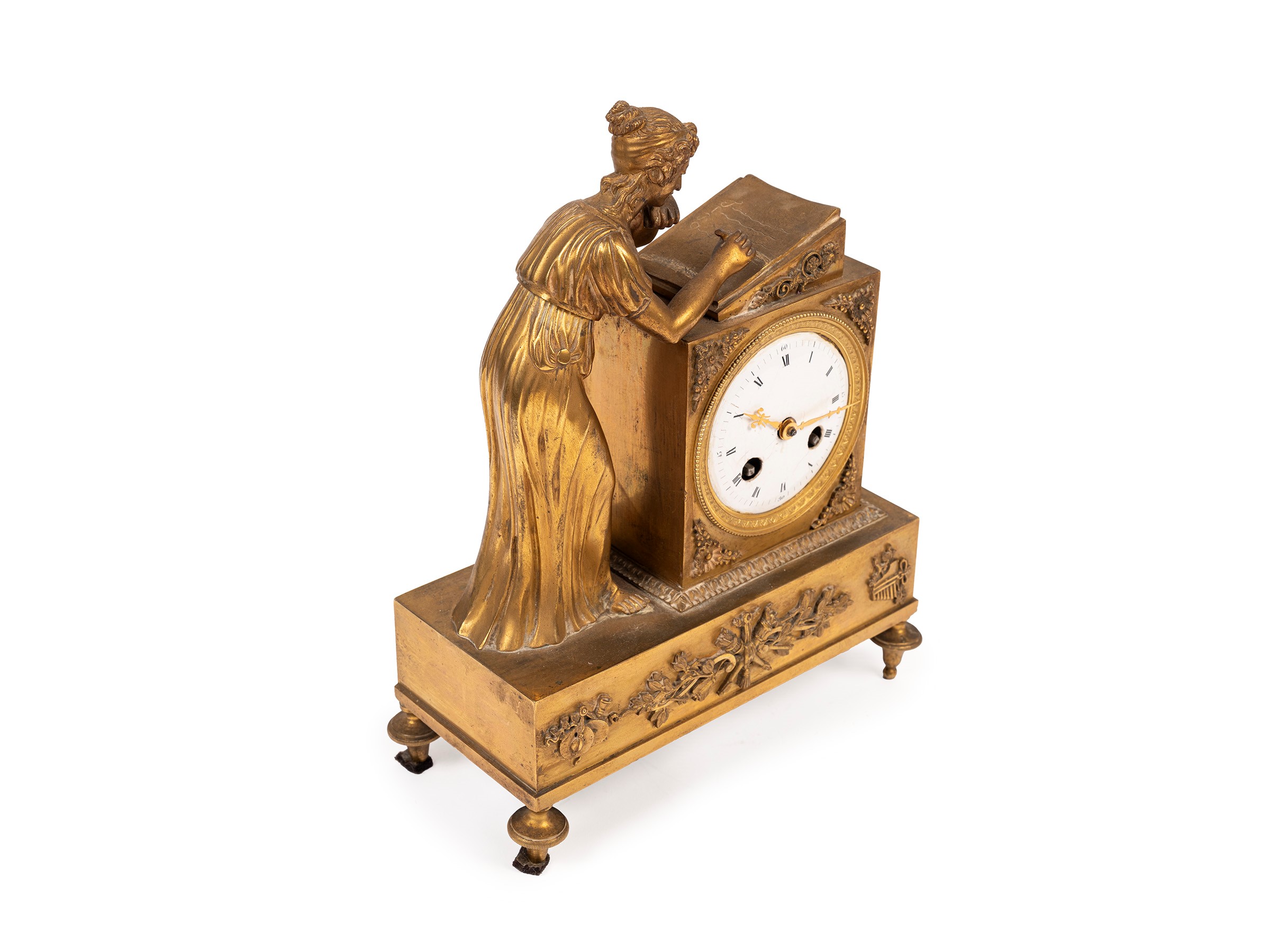Pendola in bronzo dorato con figura di donna, XIX secolo