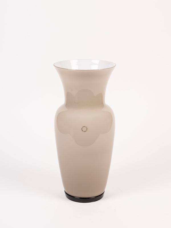 VENINI - BLOWN GLASS VASE FROM THE “OPALINO” COLLECTION