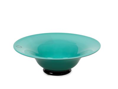Coppa in vetro soffiato 'Opalino', verde acqua, 1994