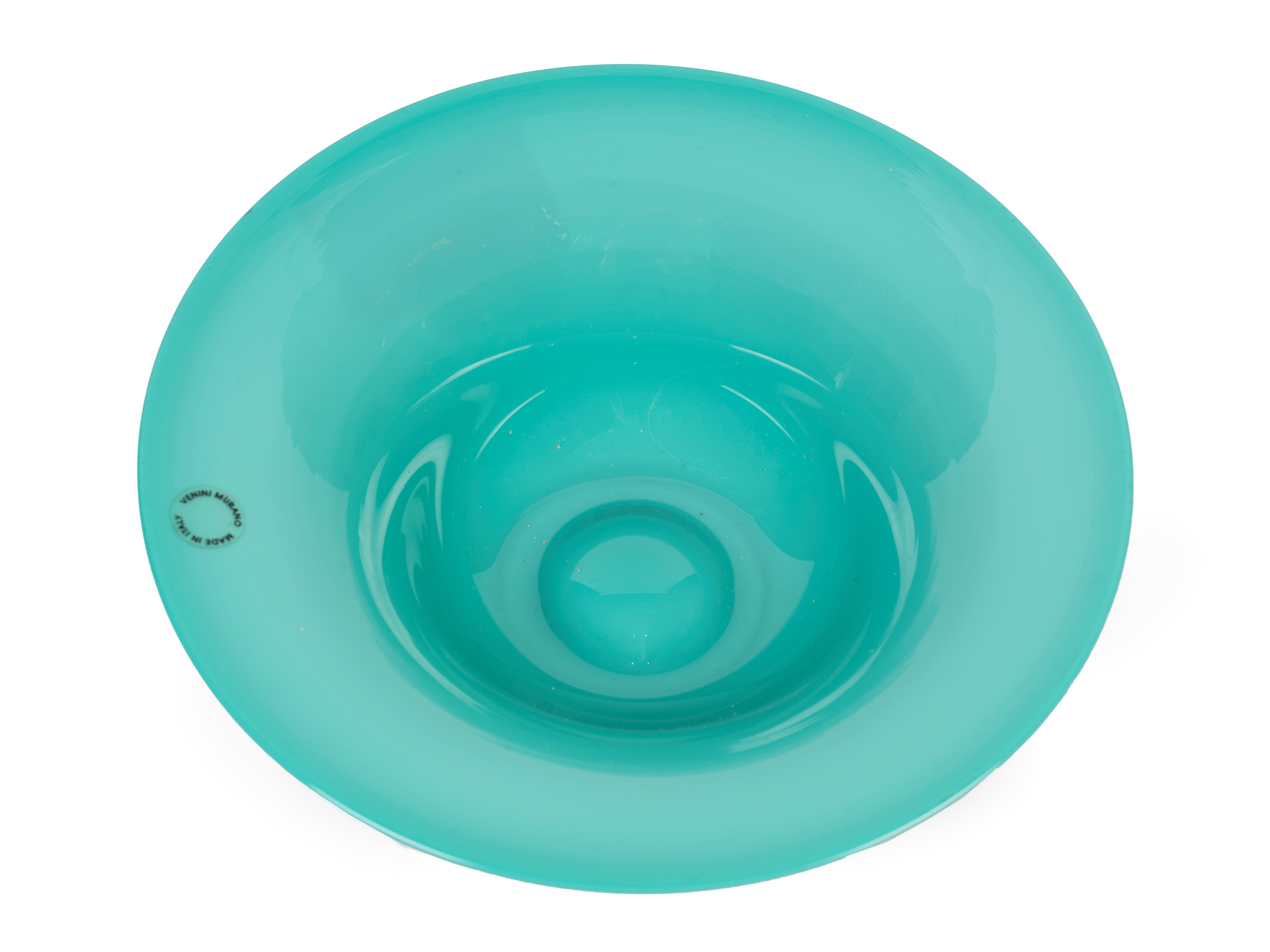 Venini - Coppa in vetro soffiato 'Opalino', verde acqua, 1994