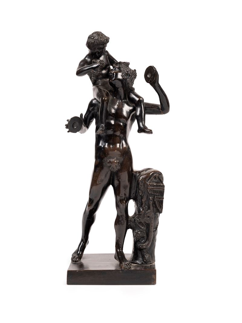 Scultore sconosciuto, Scultura in bronzo raffigurante l'Educazione di Bacco
