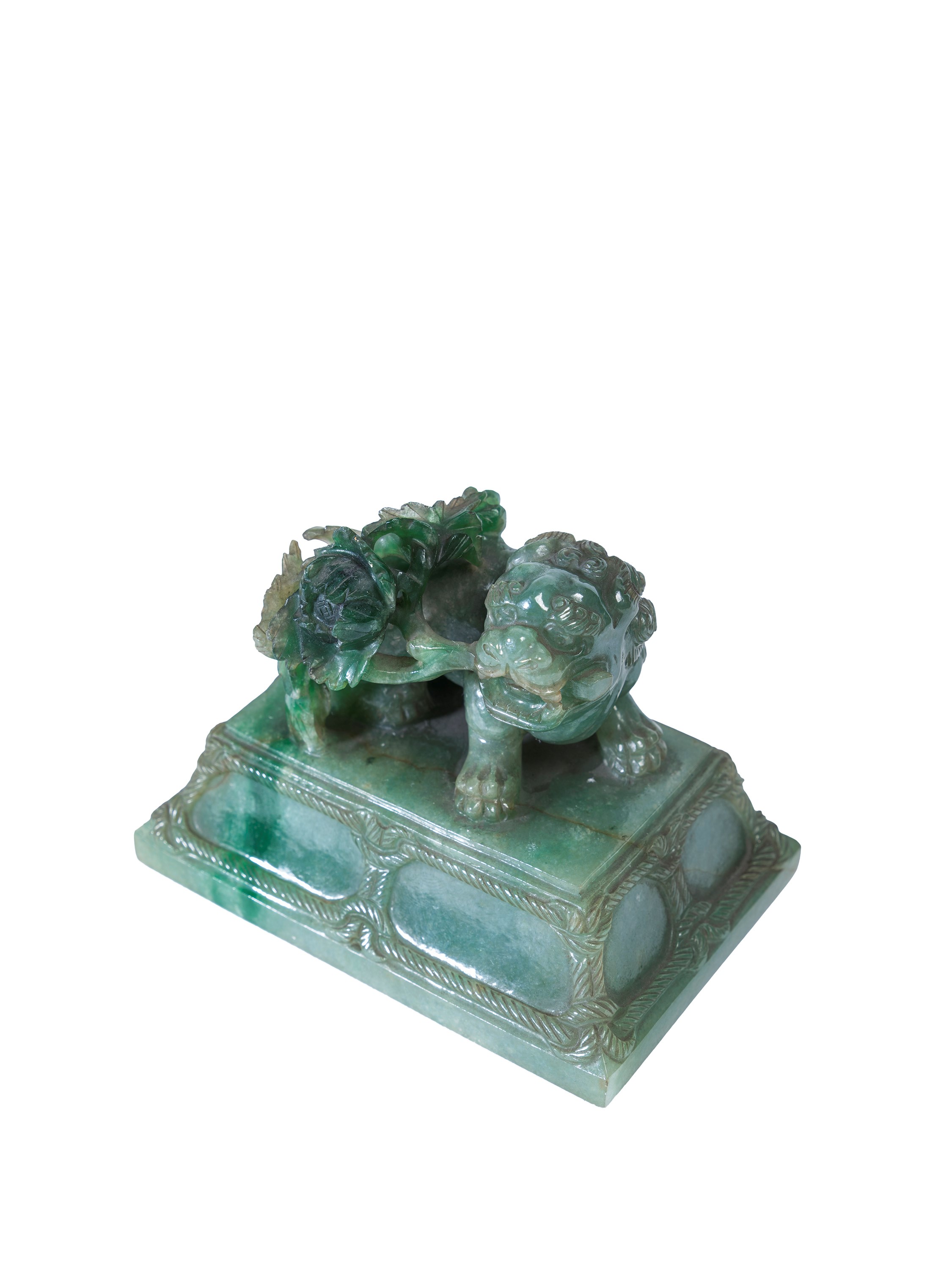 RARO INCENSIERE IN GIADEITE VERDE MELA CON COPERCHIO
