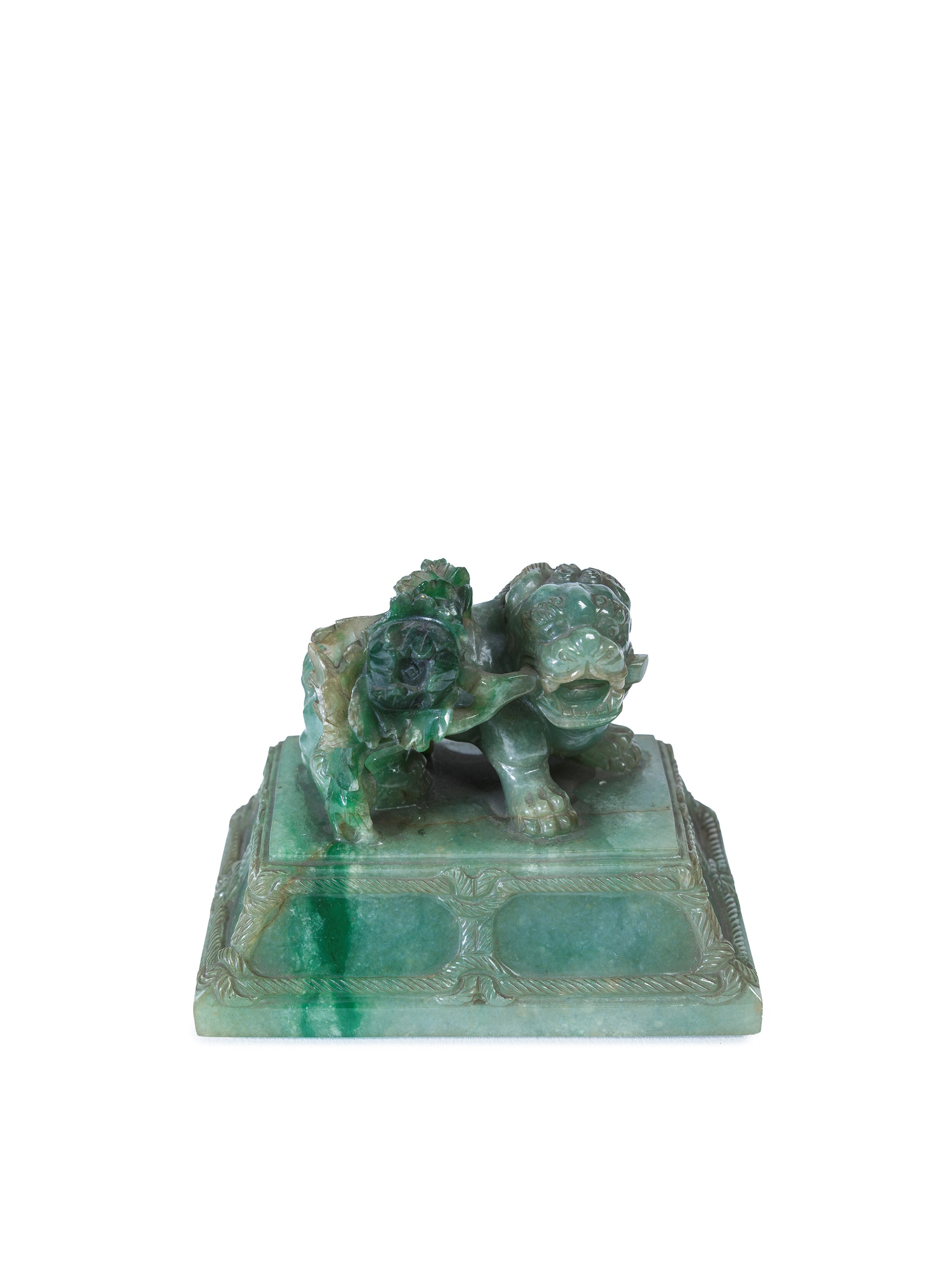 RARO INCENSIERE IN GIADEITE VERDE MELA CON COPERCHIO