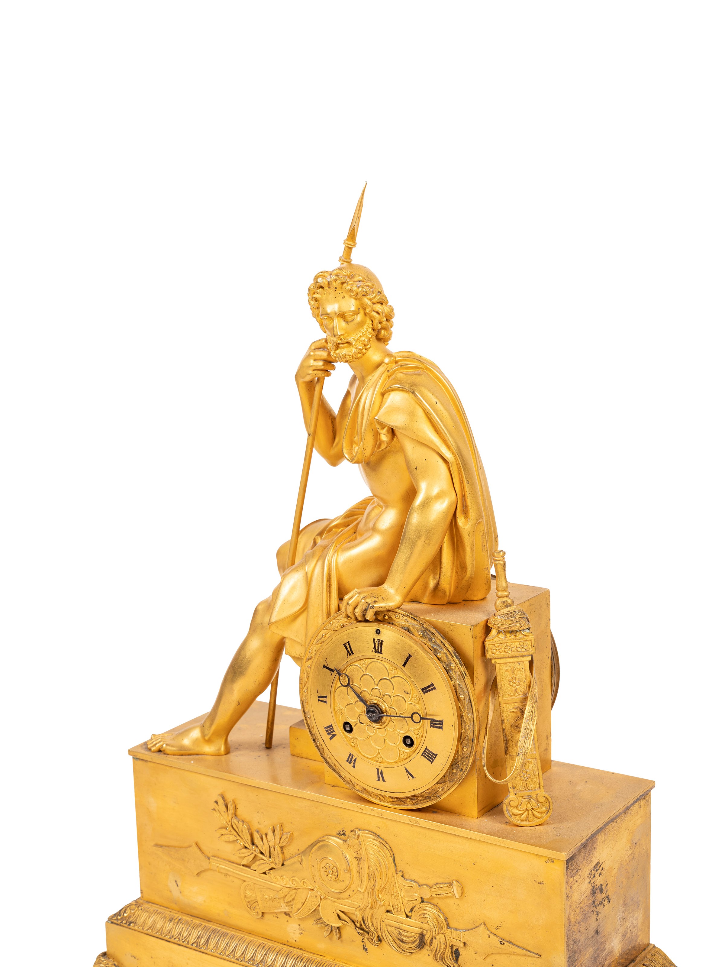 Pendola in bronzo dorato raffigurante Ulisse, Inizi XIX secolo