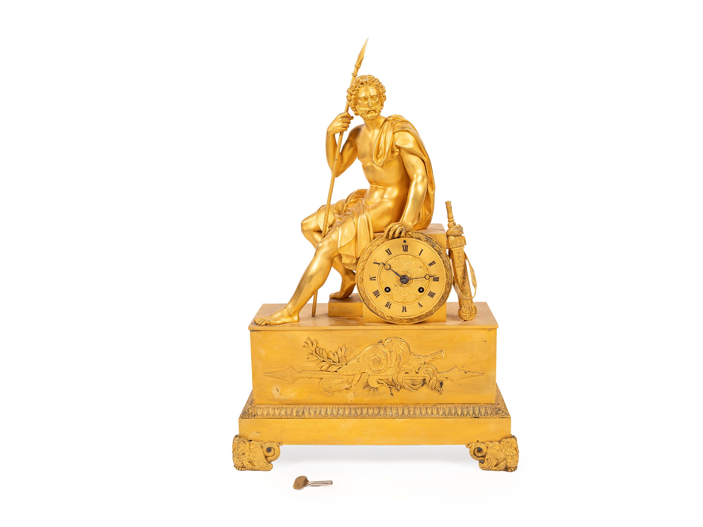 Pendola in bronzo dorato raffigurante Ulisse, Inizi XIX secolo