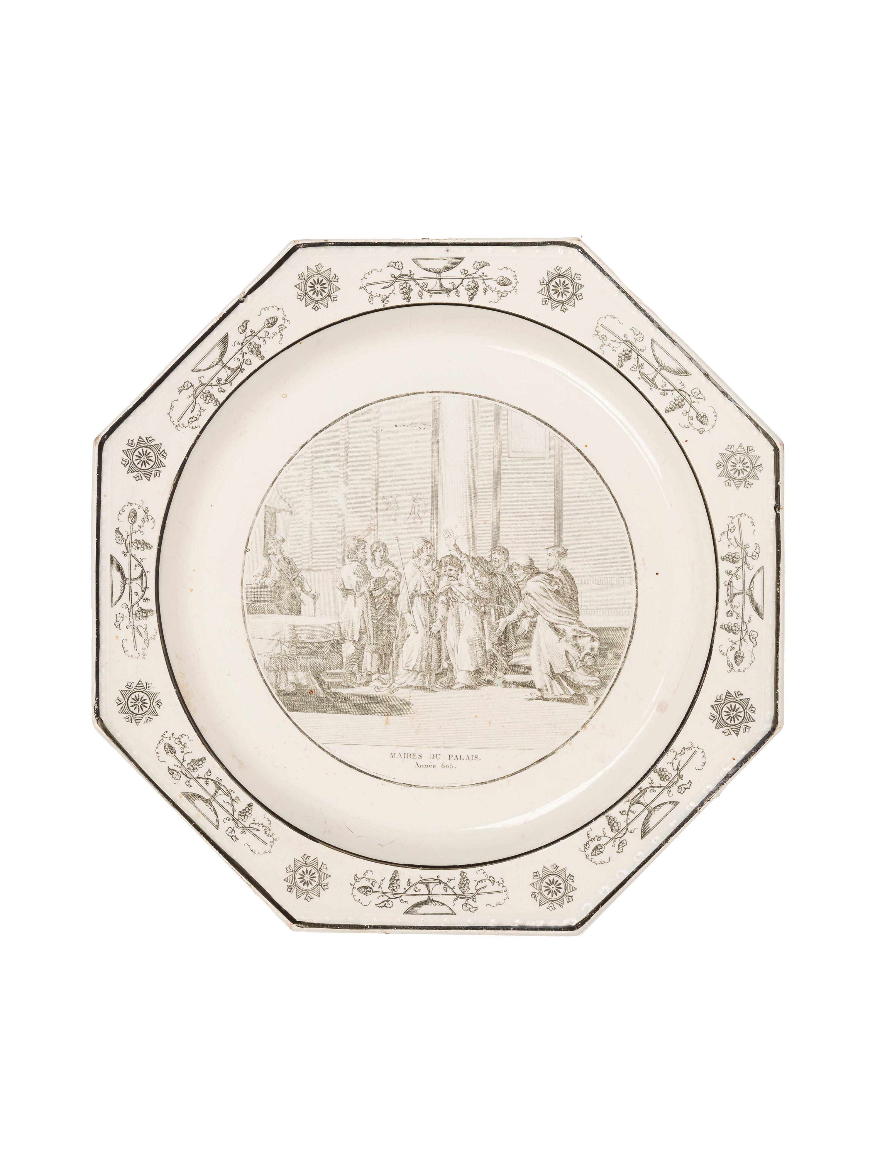 Piattini in maiolica con vedute, Montereau Faience, inizi XIX secolo