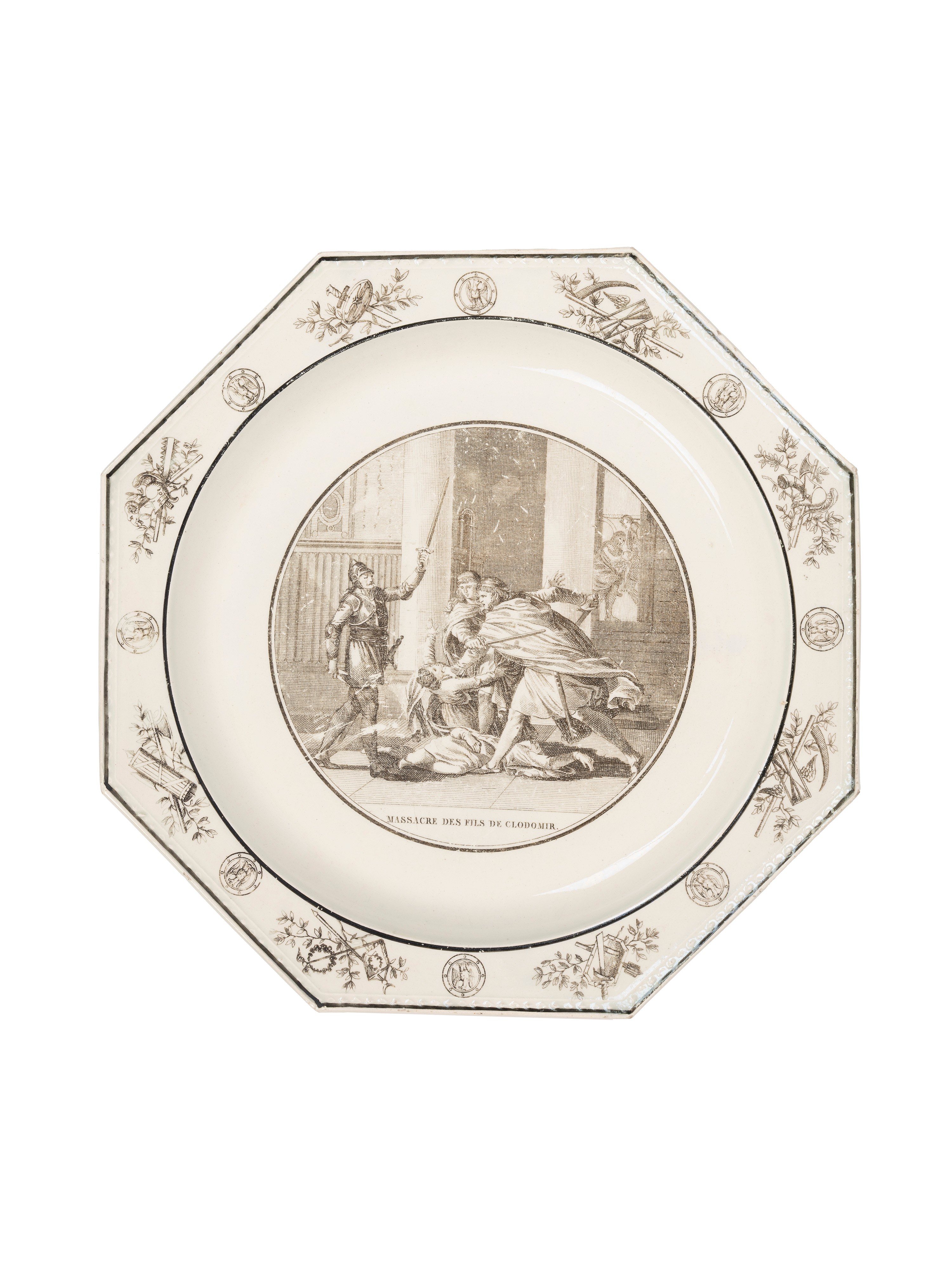 Piattini in maiolica con vedute, Montereau Faience, inizi XIX secolo
