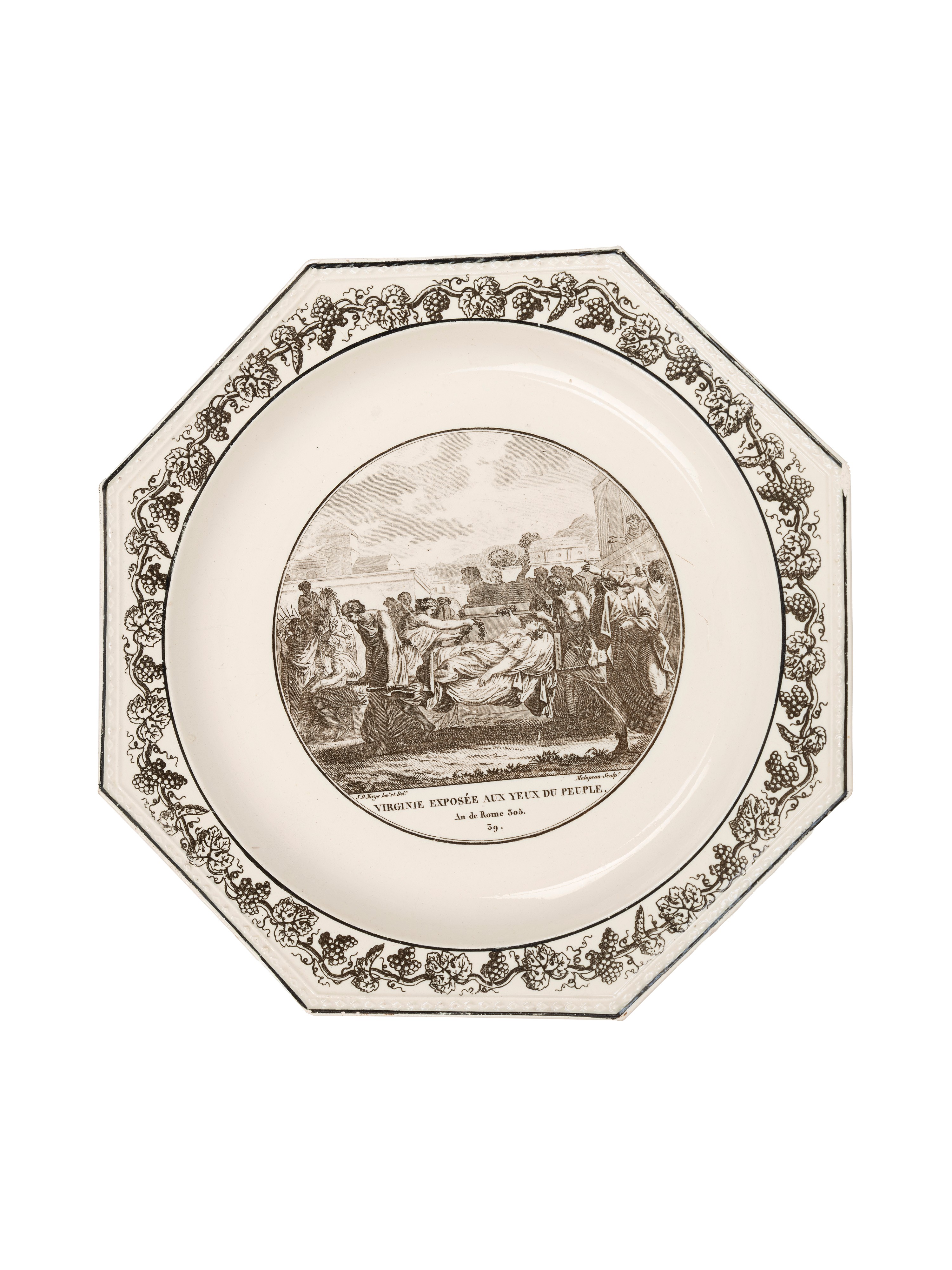Piattini in maiolica con vedute, Montereau Faience, inizi XIX secolo
