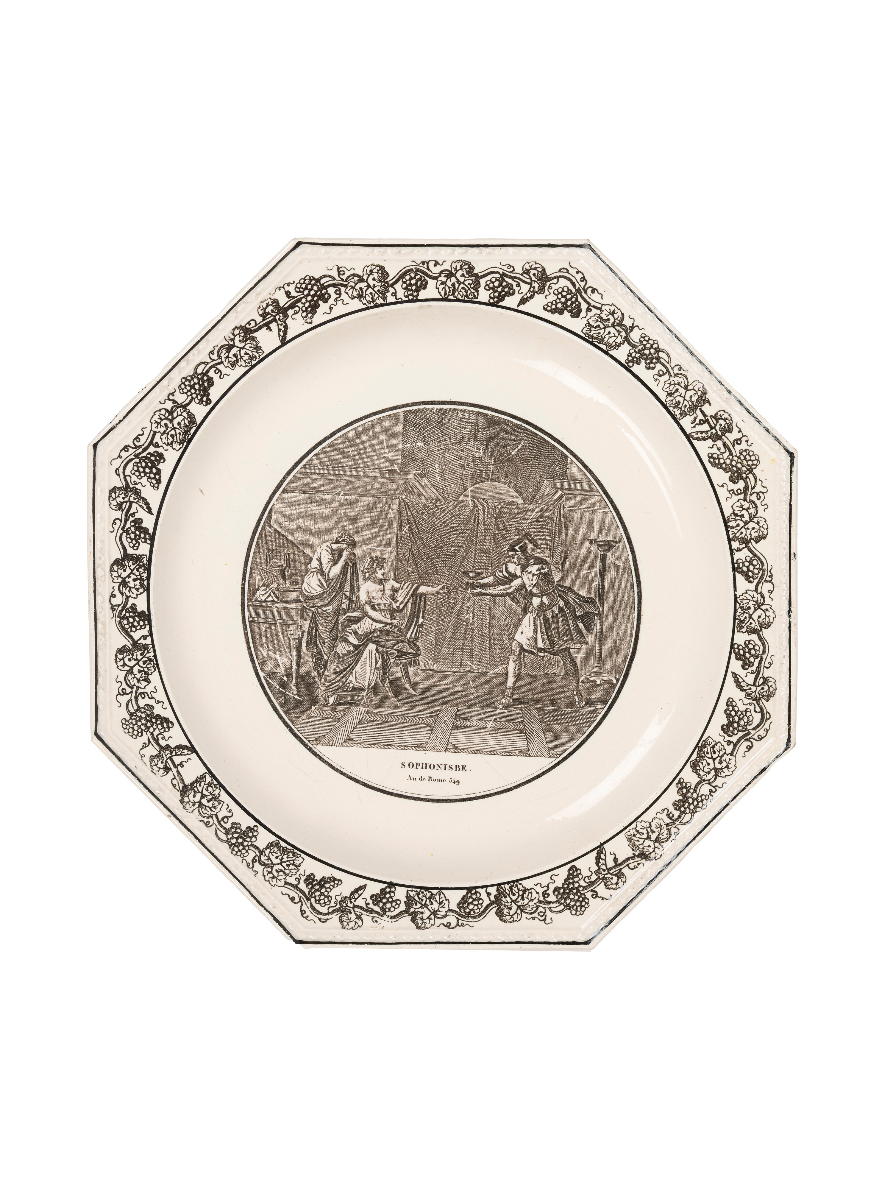 Piattini in maiolica con vedute, Montereau Faience, inizi XIX secolo