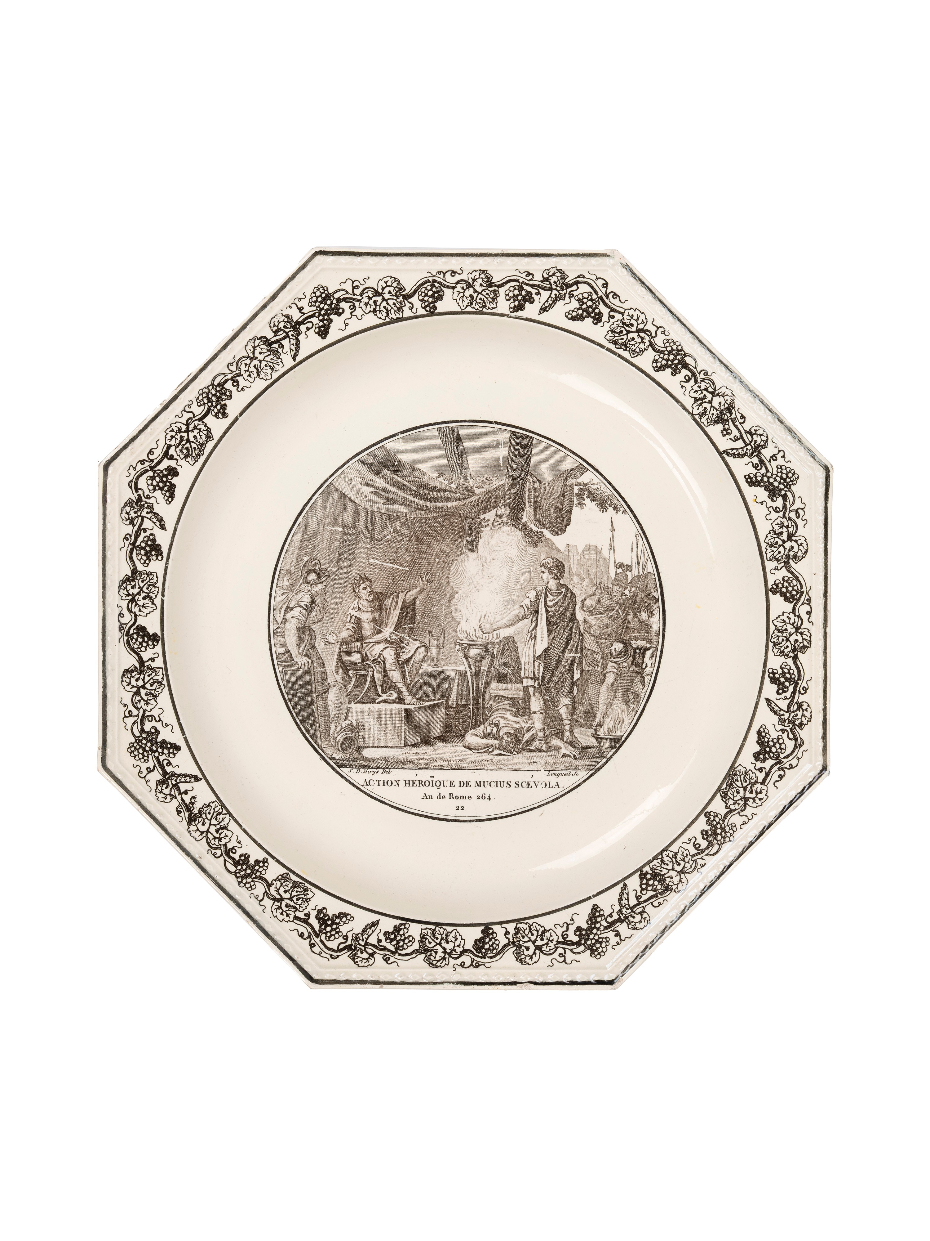 Piattini in maiolica con vedute, Montereau Faience, inizi XIX secolo
