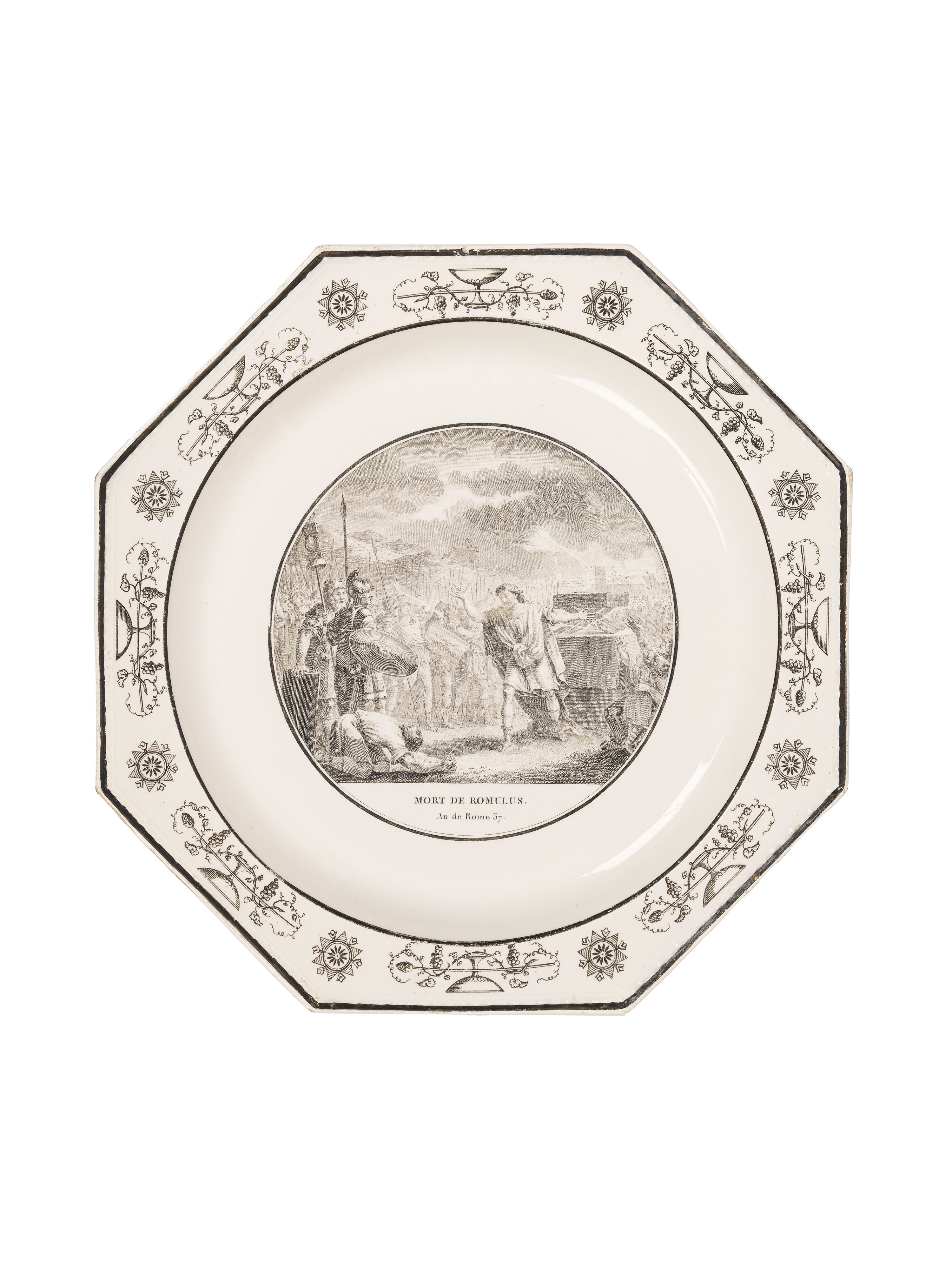 Piattini in maiolica con vedute, Montereau Faience, inizi XIX secolo