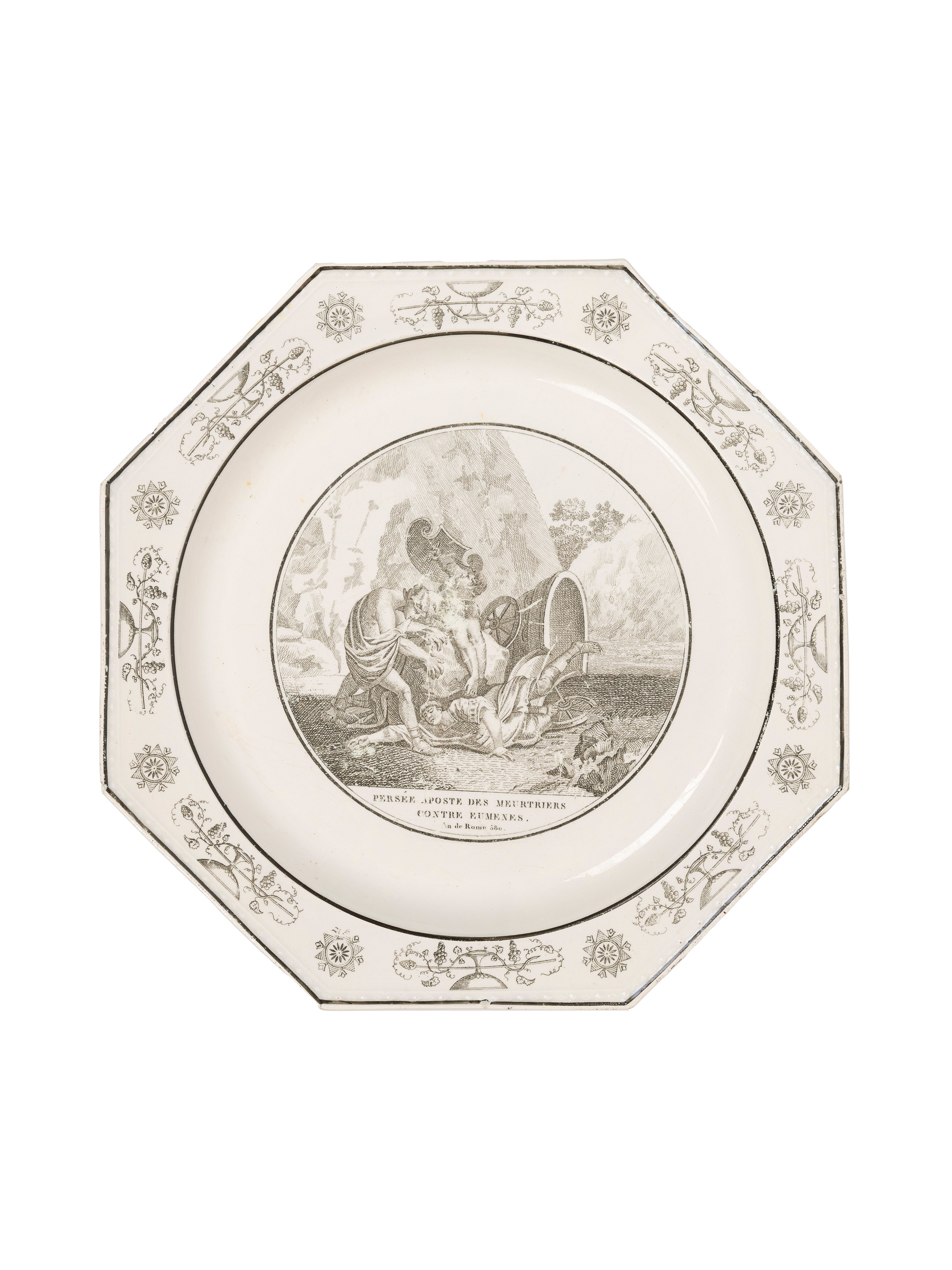 Piattini in maiolica con vedute, Montereau Faience, inizi XIX secolo
