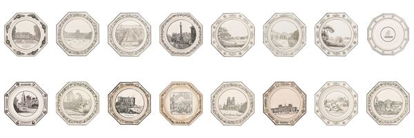 SIXTEEN CREIL THÉODORE PLATES