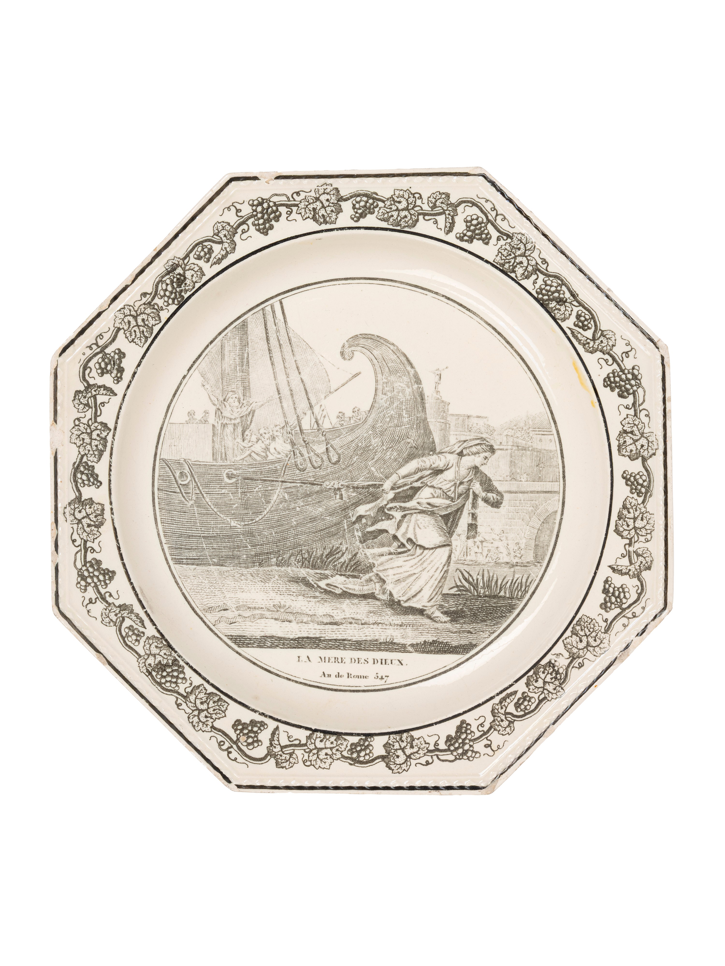 Set di sedici piatti decorativi, Creil Théodore, Francia, inizio XIX secolo
