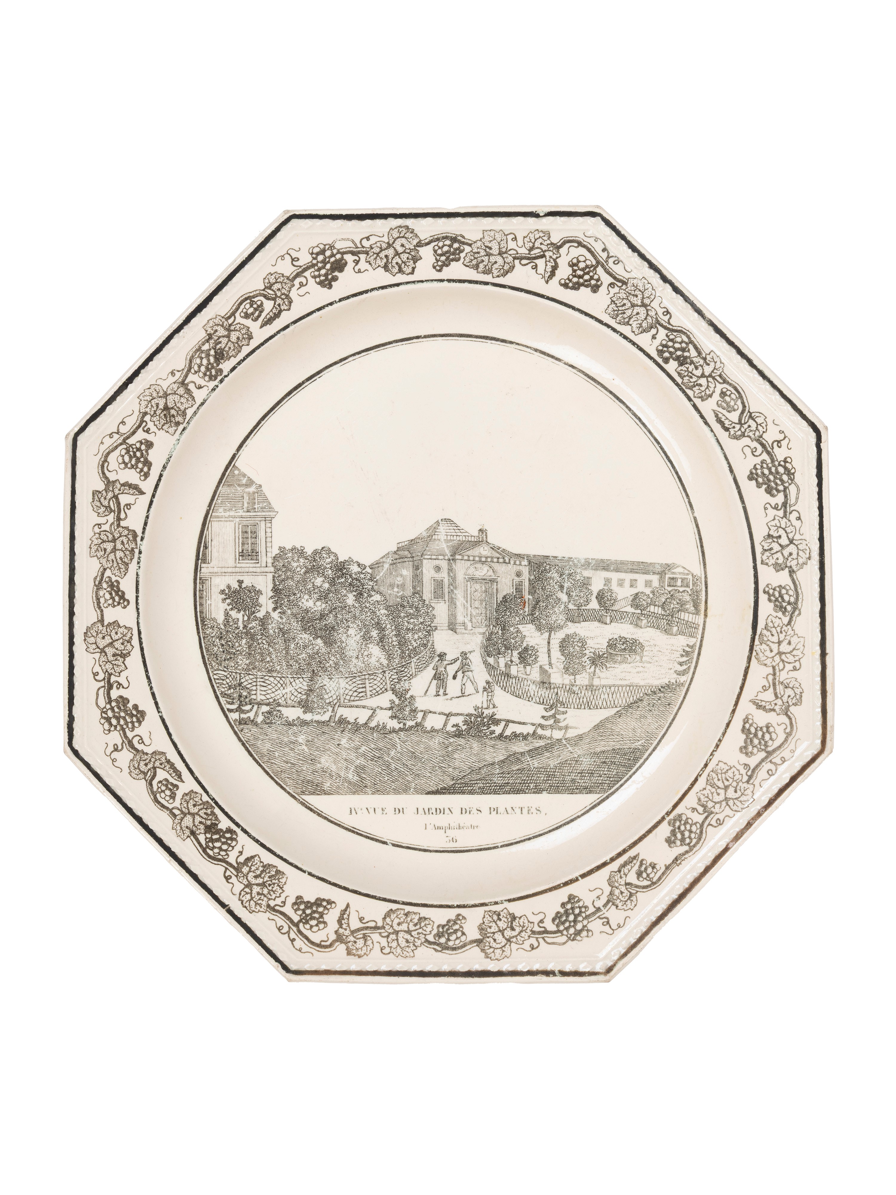 Set di sedici piatti decorativi, Creil Théodore, Francia, inizio XIX secolo