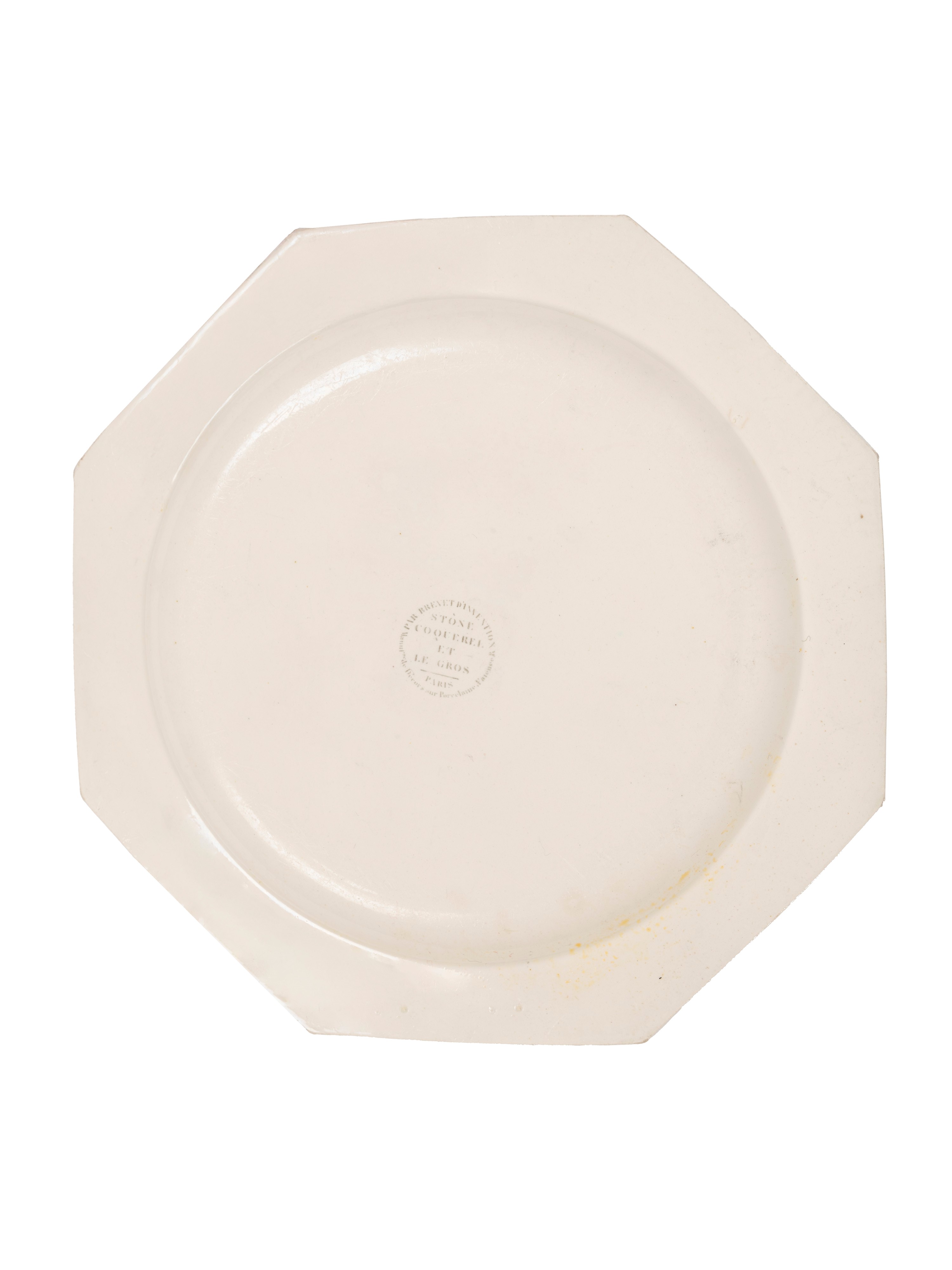 Set di sedici piatti decorativi, Creil Théodore, Francia, inizio XIX secolo