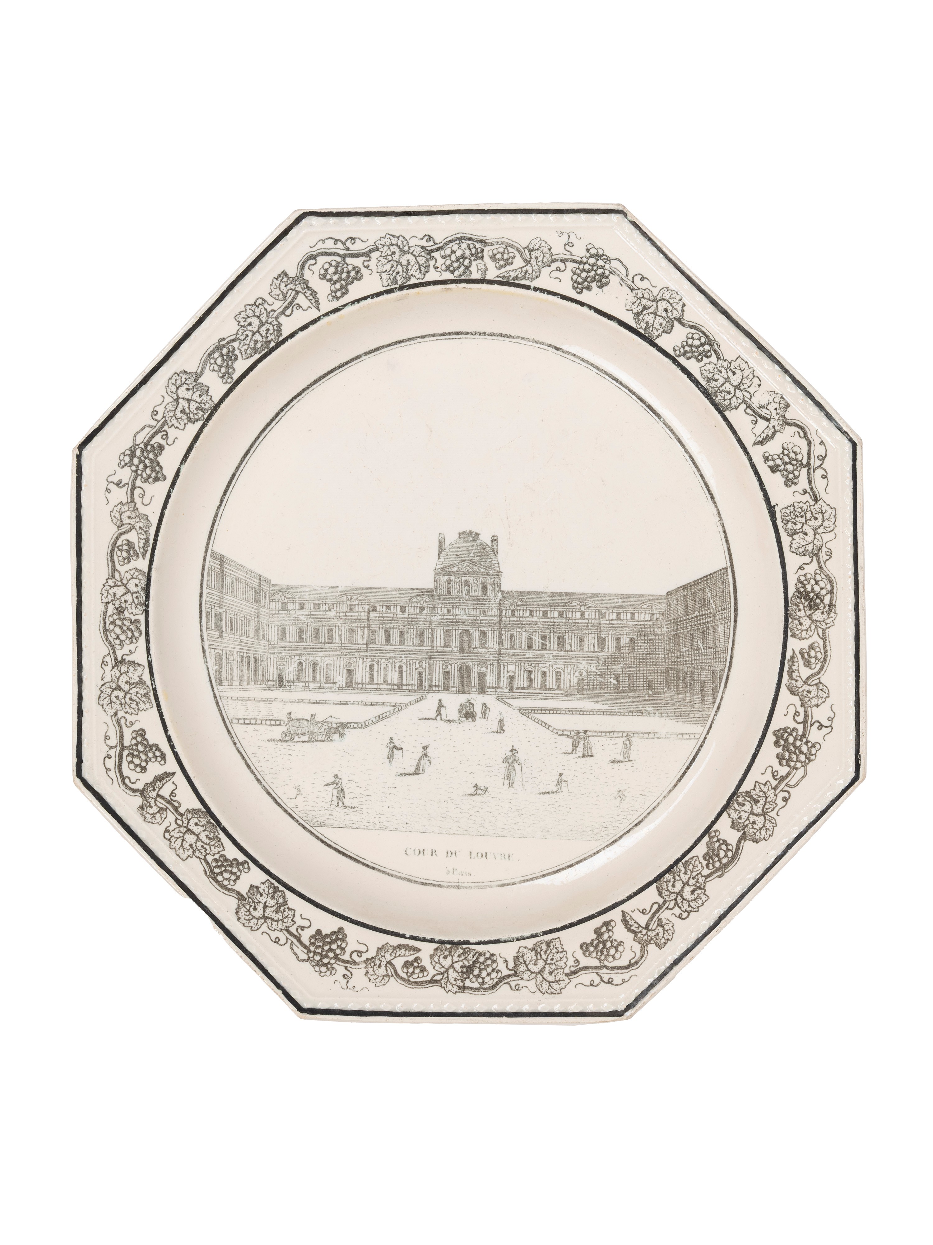 Set di sedici piatti decorativi, Creil Théodore, Francia, inizio XIX secolo