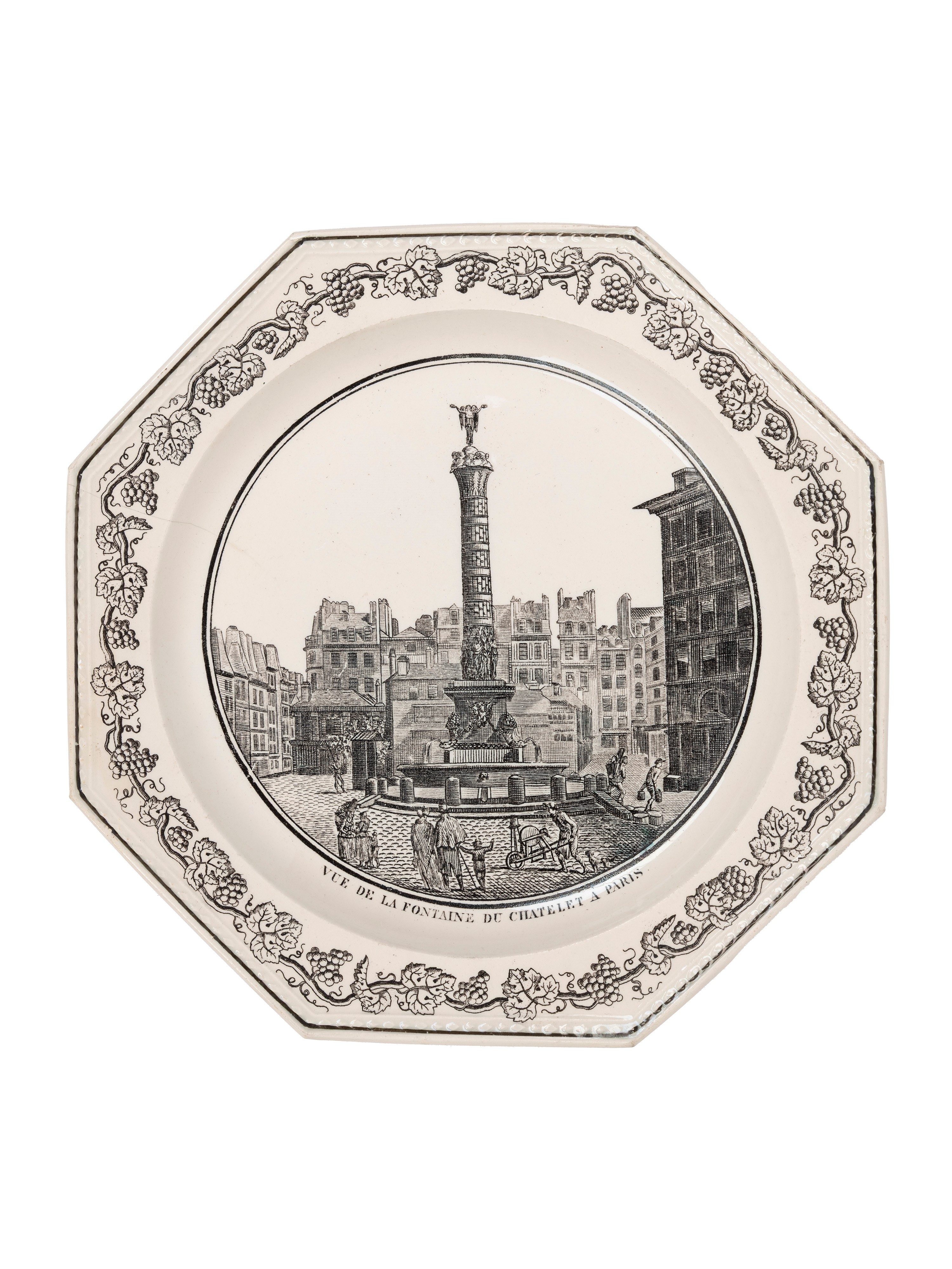 Set di sedici piatti decorativi, Creil Théodore, Francia, inizio XIX secolo