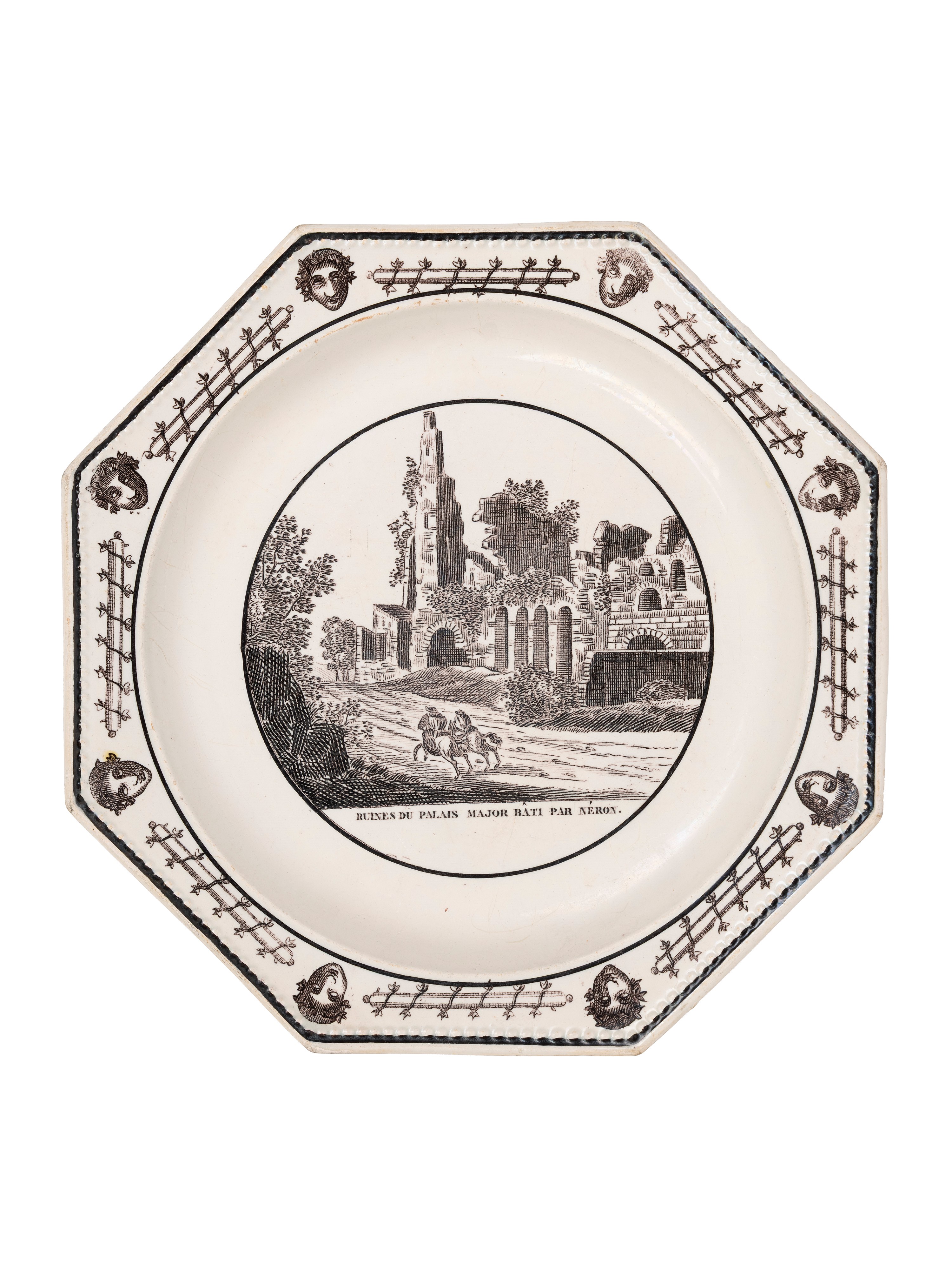 Set di sedici piatti decorativi, Creil Théodore, Francia, inizio XIX secolo