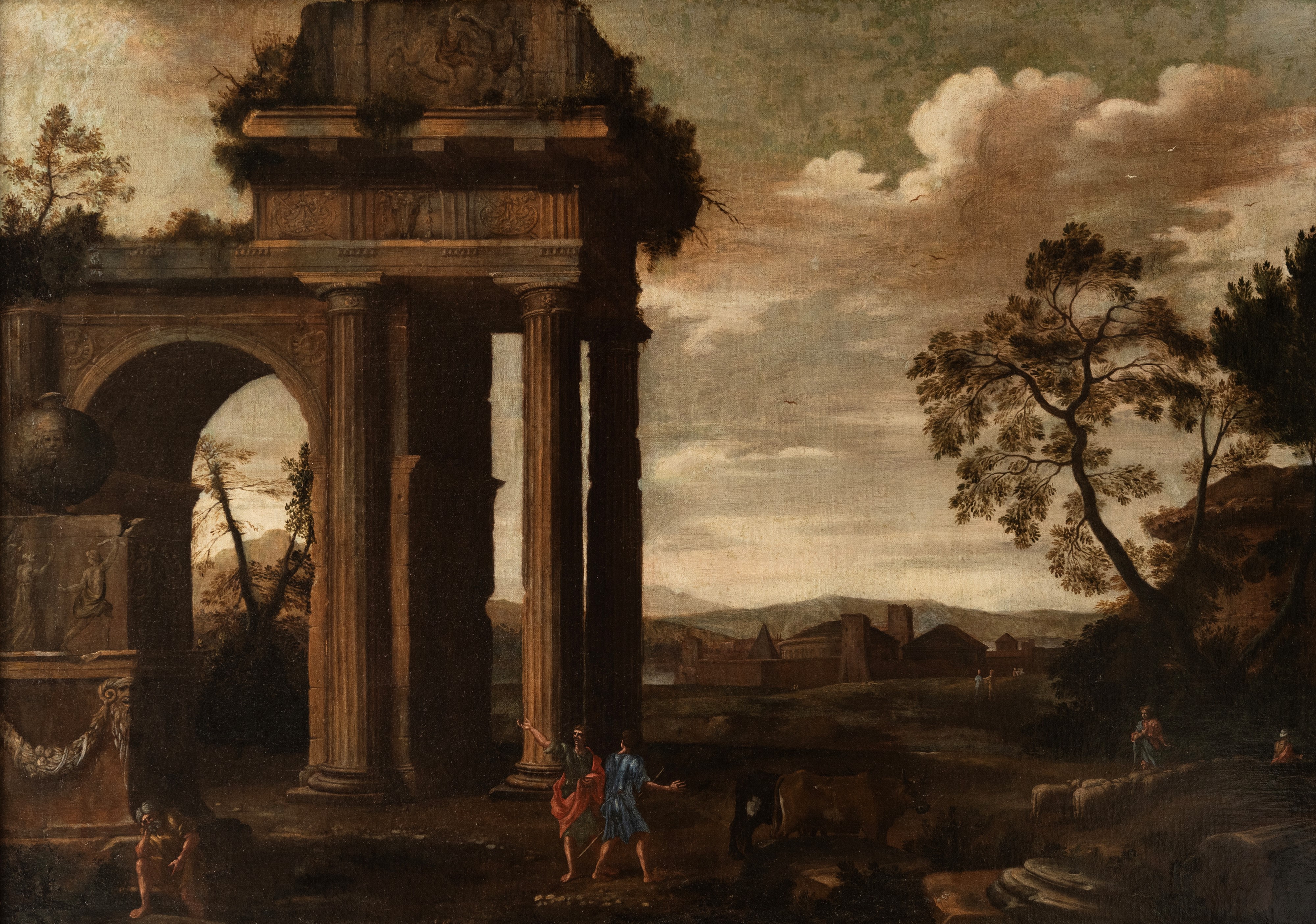 Scuola italiana, Capriccio architettonico, olio su tela