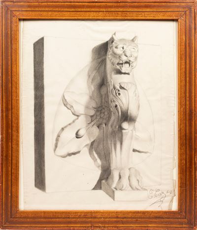 E. Cazes, Disegno in carboncino su carta