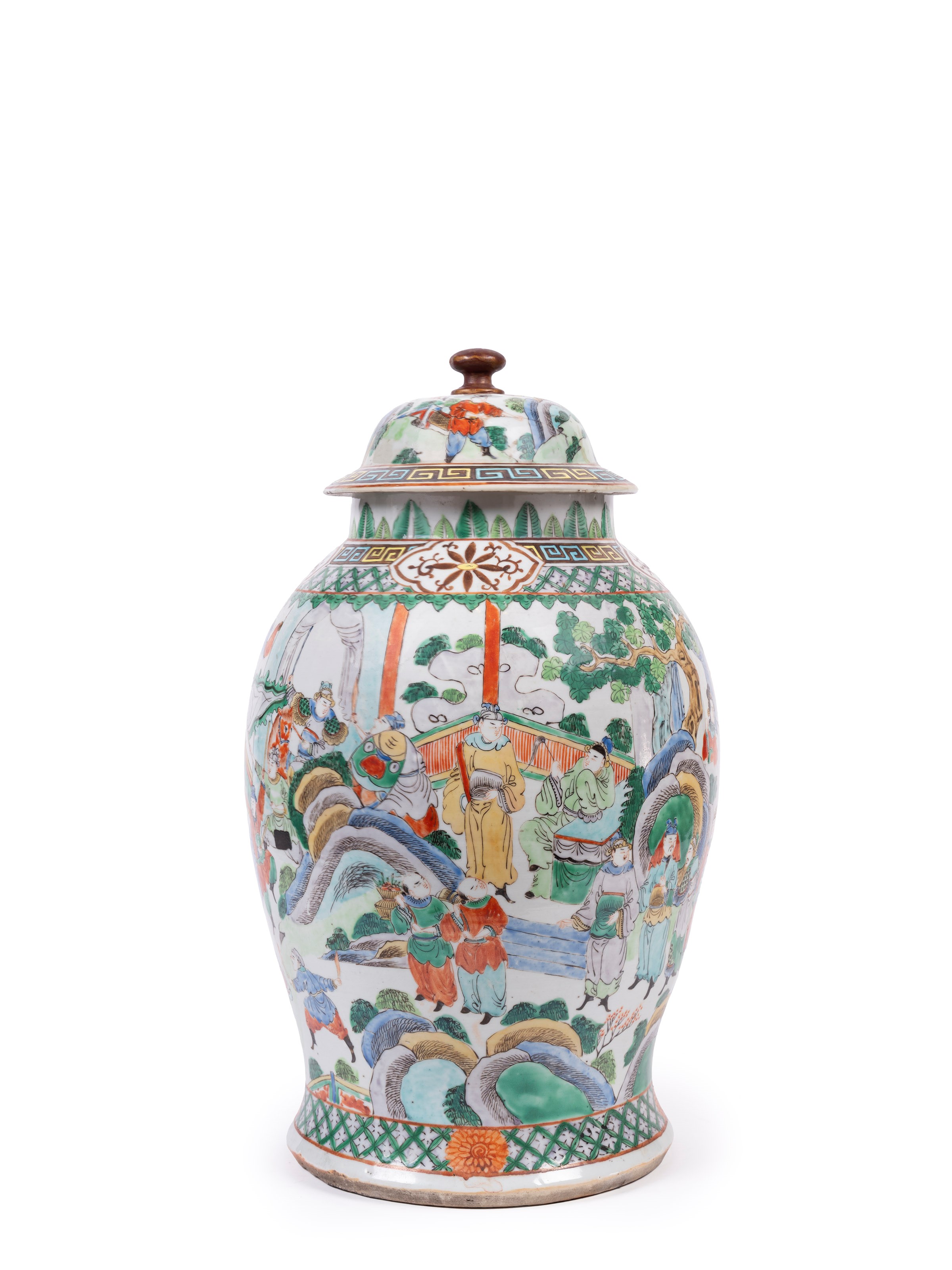 VASO CON COPERCHIO IN PORCELLANA FAMIGLIA VERDE