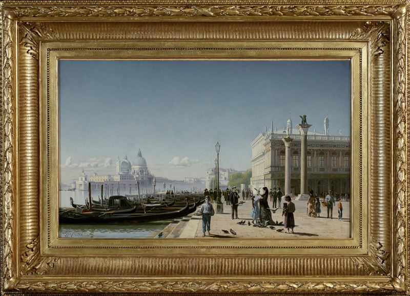 Autore ignoto, Veduta di Venezia e di Punta della Dogana, olio su tela