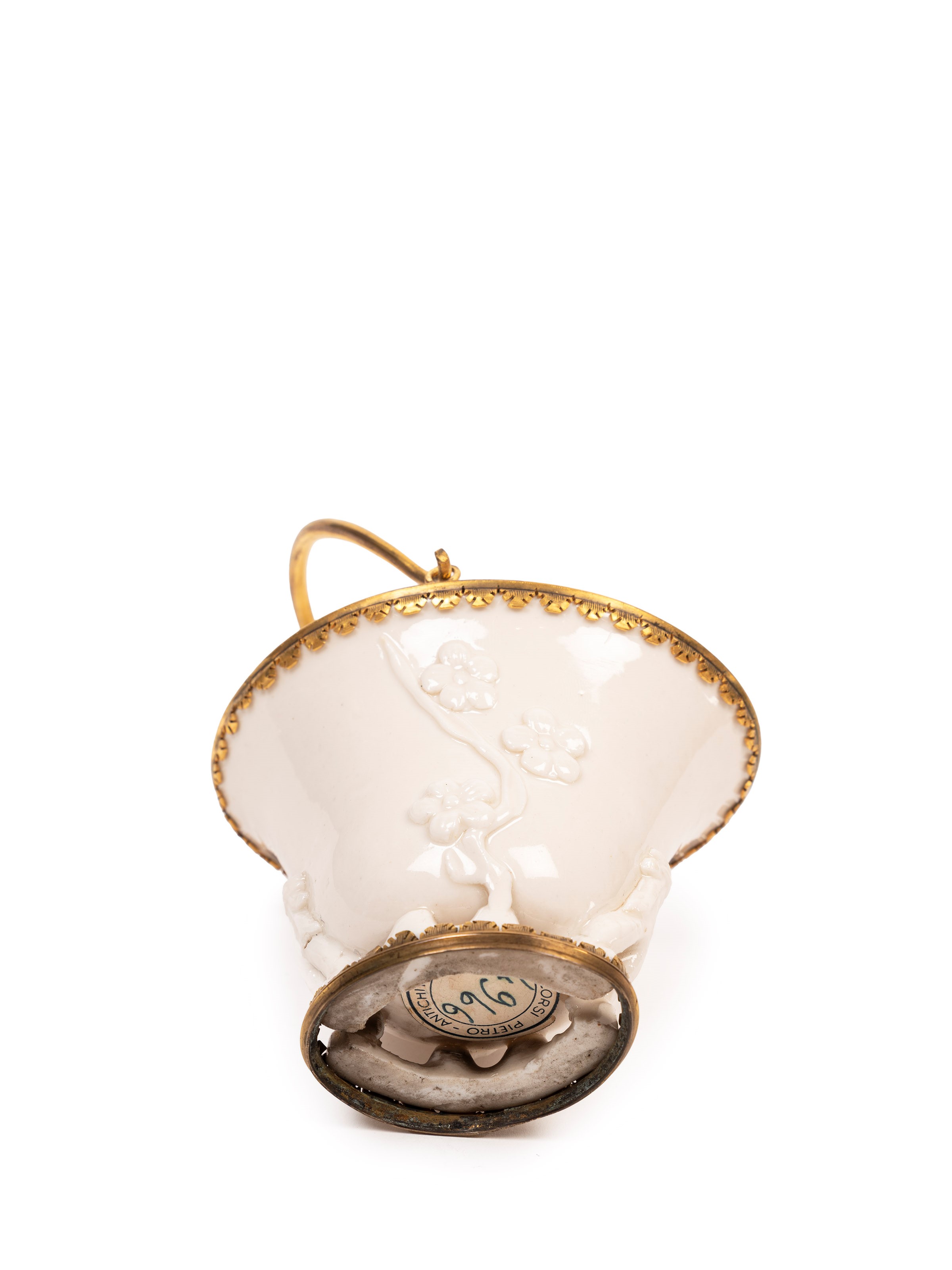 COPPA DA LIBAGIONE IN PORCELLANA BLANC DE CHINE MONTATA IN BRONZO