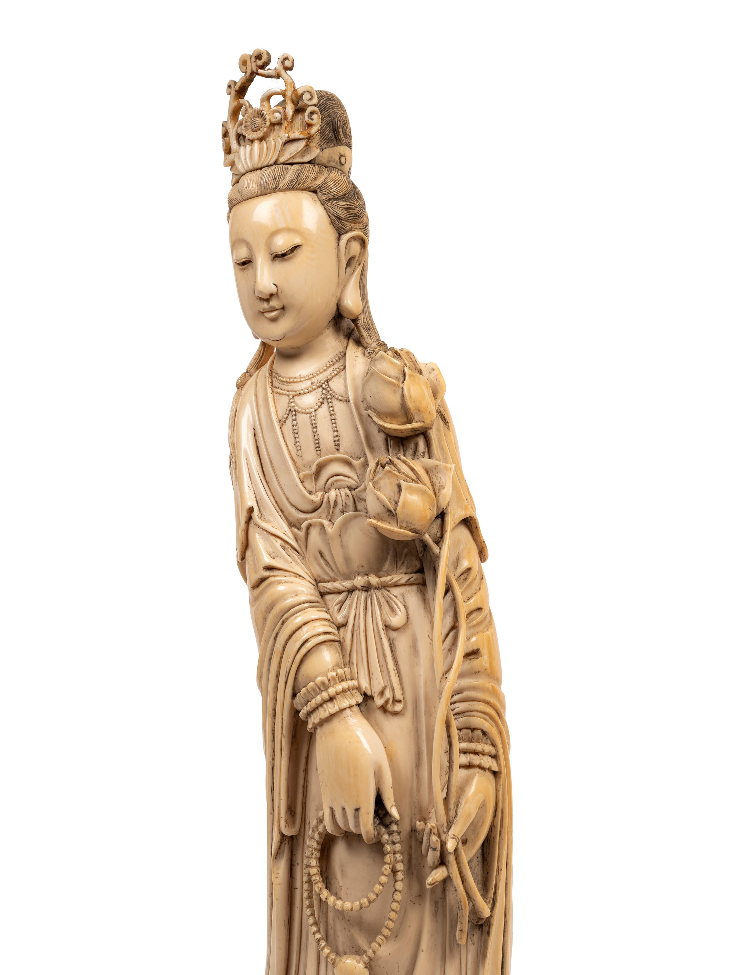 Scultura in avorio, Guanyin della dinastia Qing, XIX secolo