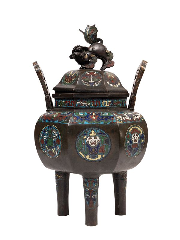 A CLOISONNÉ BRONZE CENSER