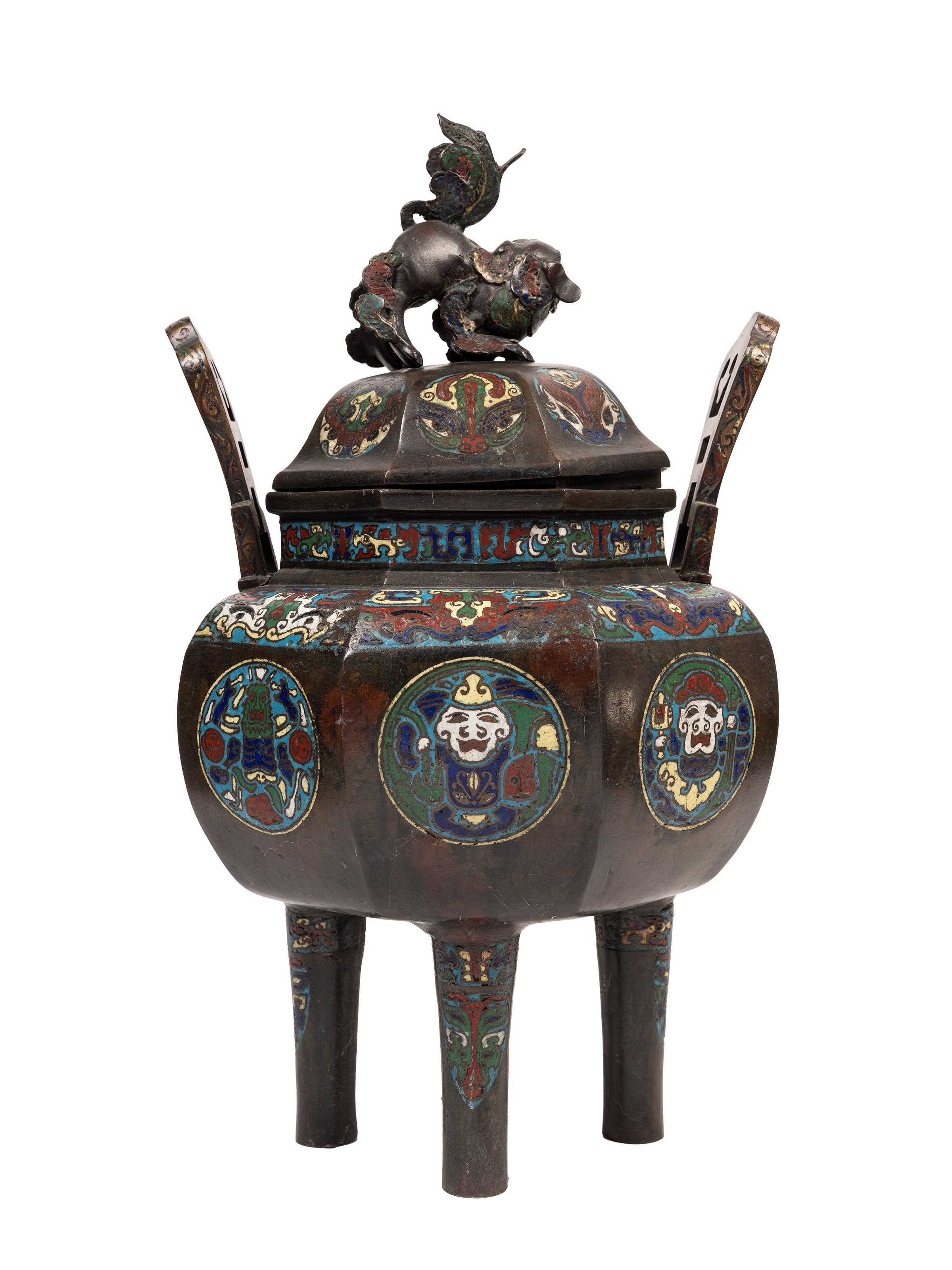 Incensiere tripode in bronzo cloisonné, Giappone, periodo Meiji (1868-1912)