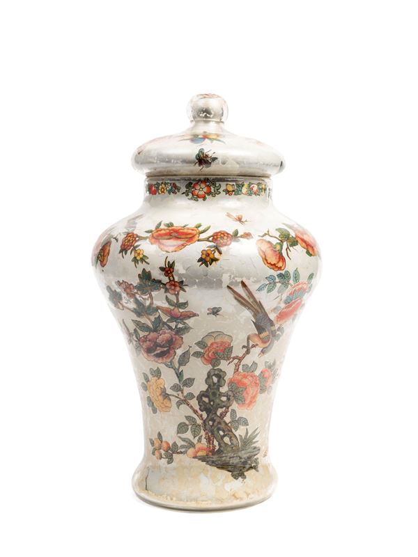 DECORATED GLASS POTICHE IN THE “ARTE POVERA” STYLE