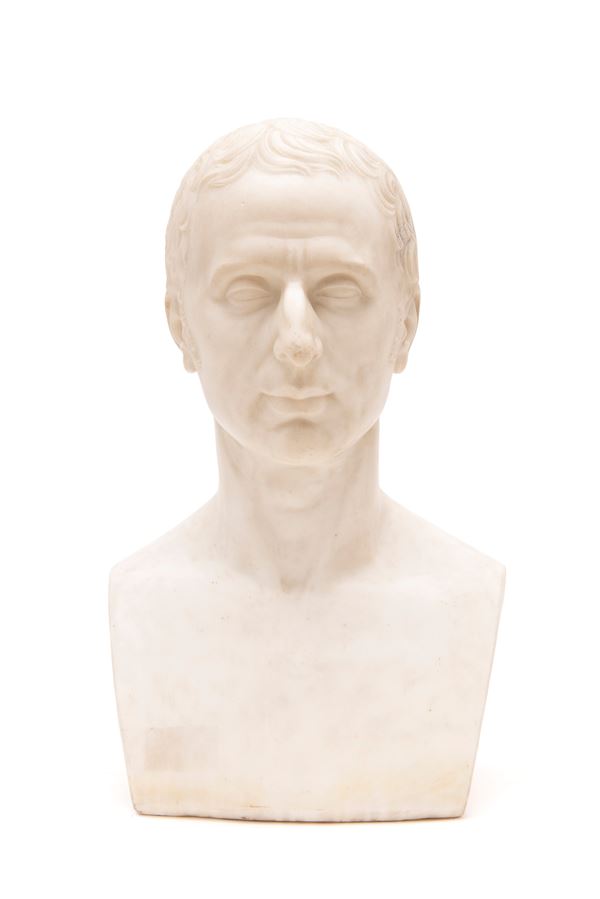 MARBLE BUST DEPICTING A VIRILE FACE