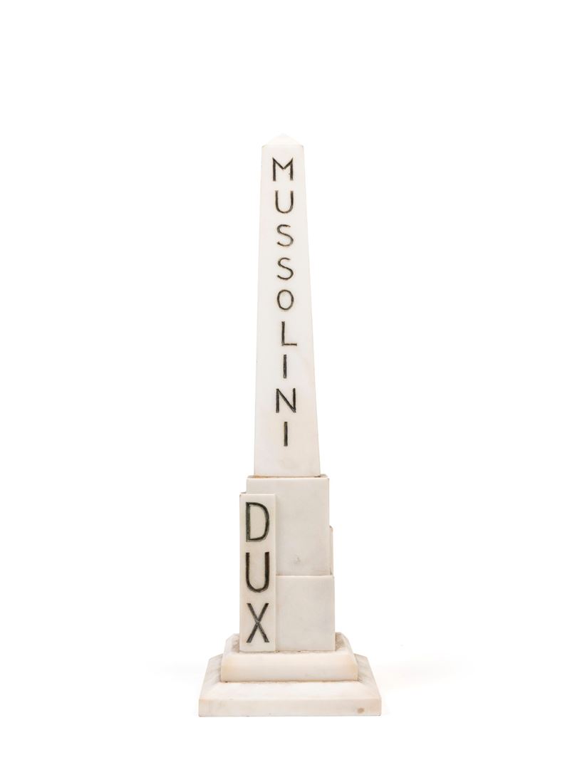 RIPRODUZIONE IN MARMO DELL'OBELISCO DEL FORO ITALICO, Secolo XX, h 56 cm