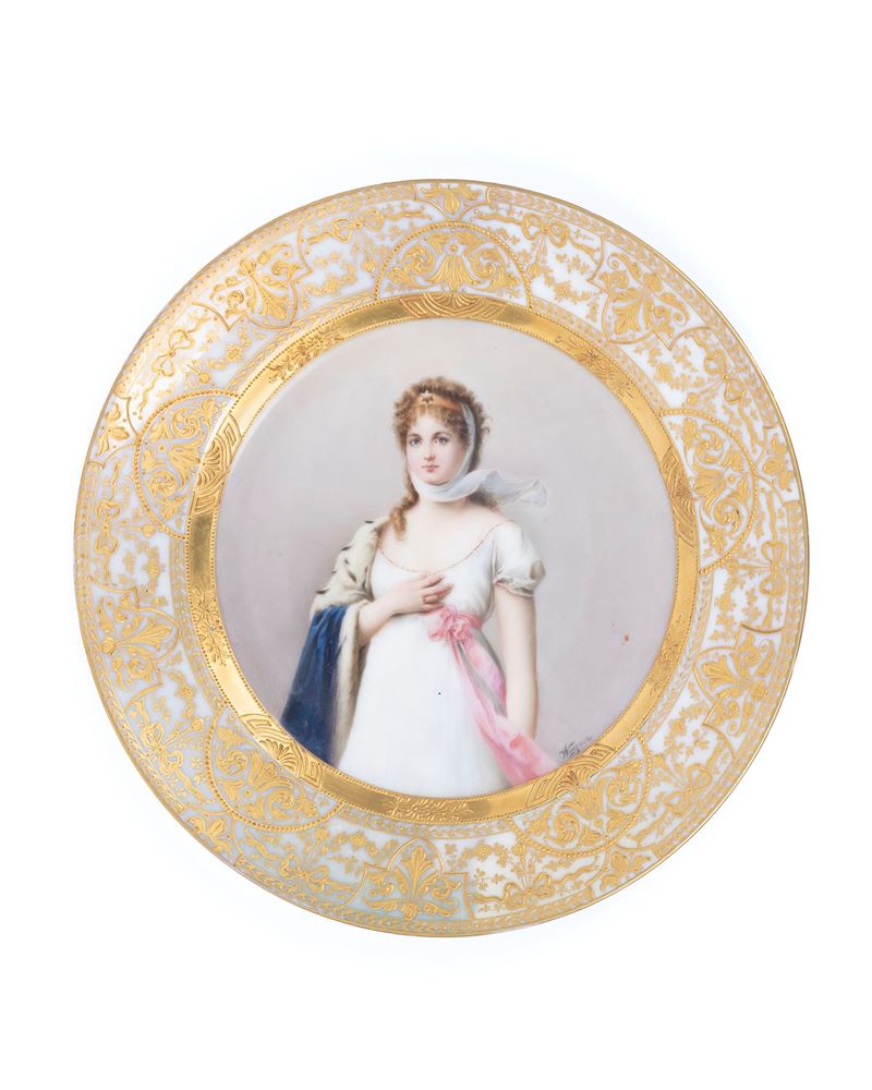Royal Vienna, Piatto in porcellana con raffigurazione della regina Luisa di Prussia