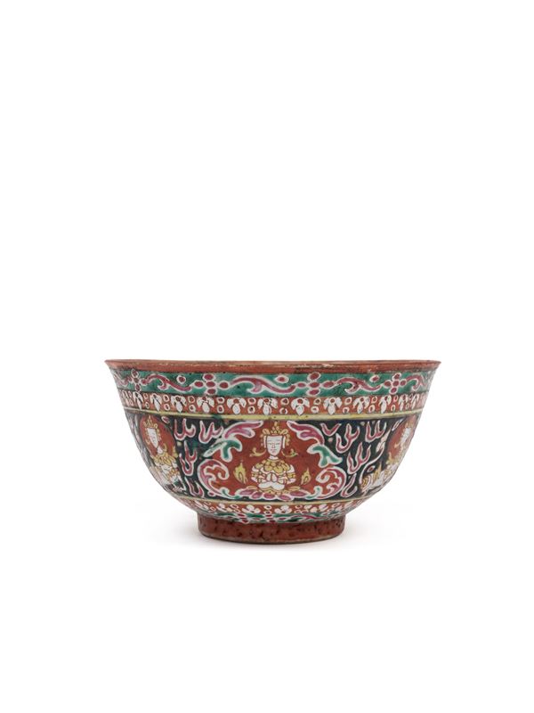 A 'BENJARONG' 'BODHISATTVA' EXPORT PORCELAIN BOWL