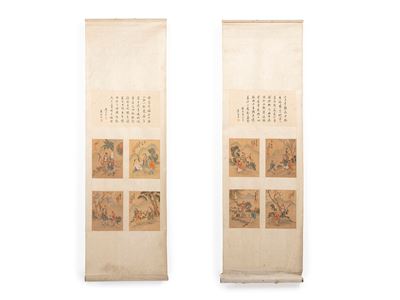 Cina, dinastia Qing, Due dipinti a scroll su seta