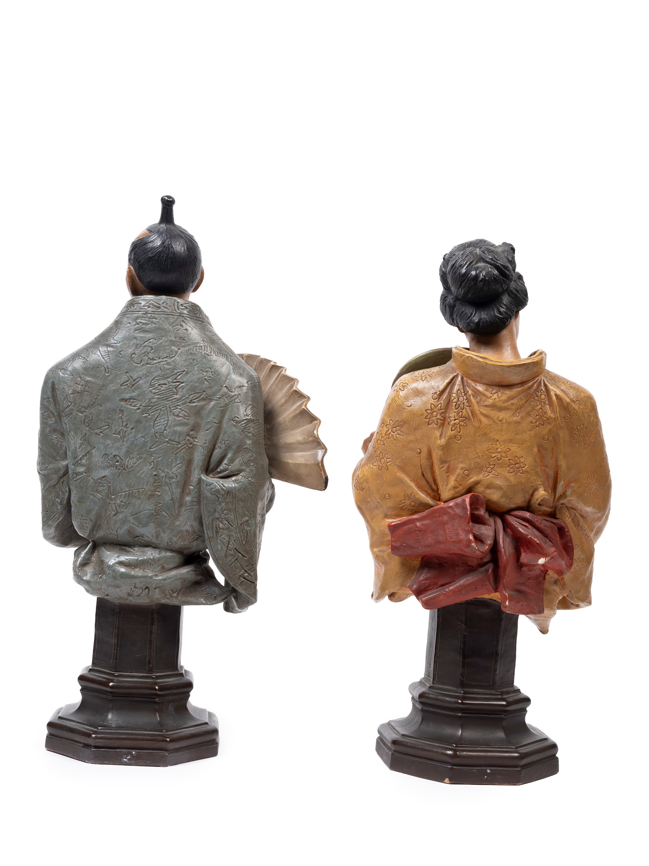 COPPIA DI SCULTURE IN TERRCOTTA POLICROMA