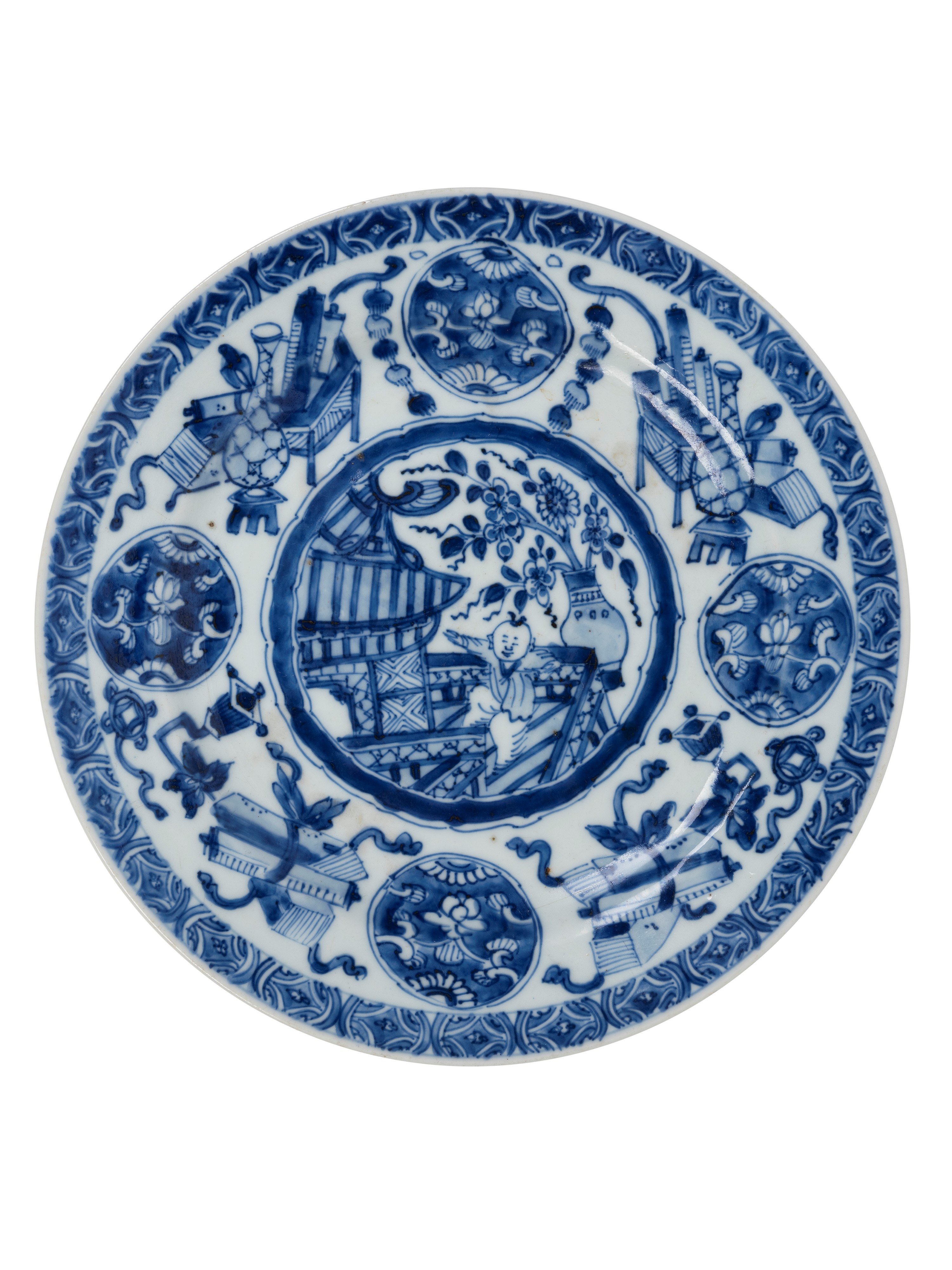 SET DI SEI PIATTI IN PORCELLANA BIANCA E BLU