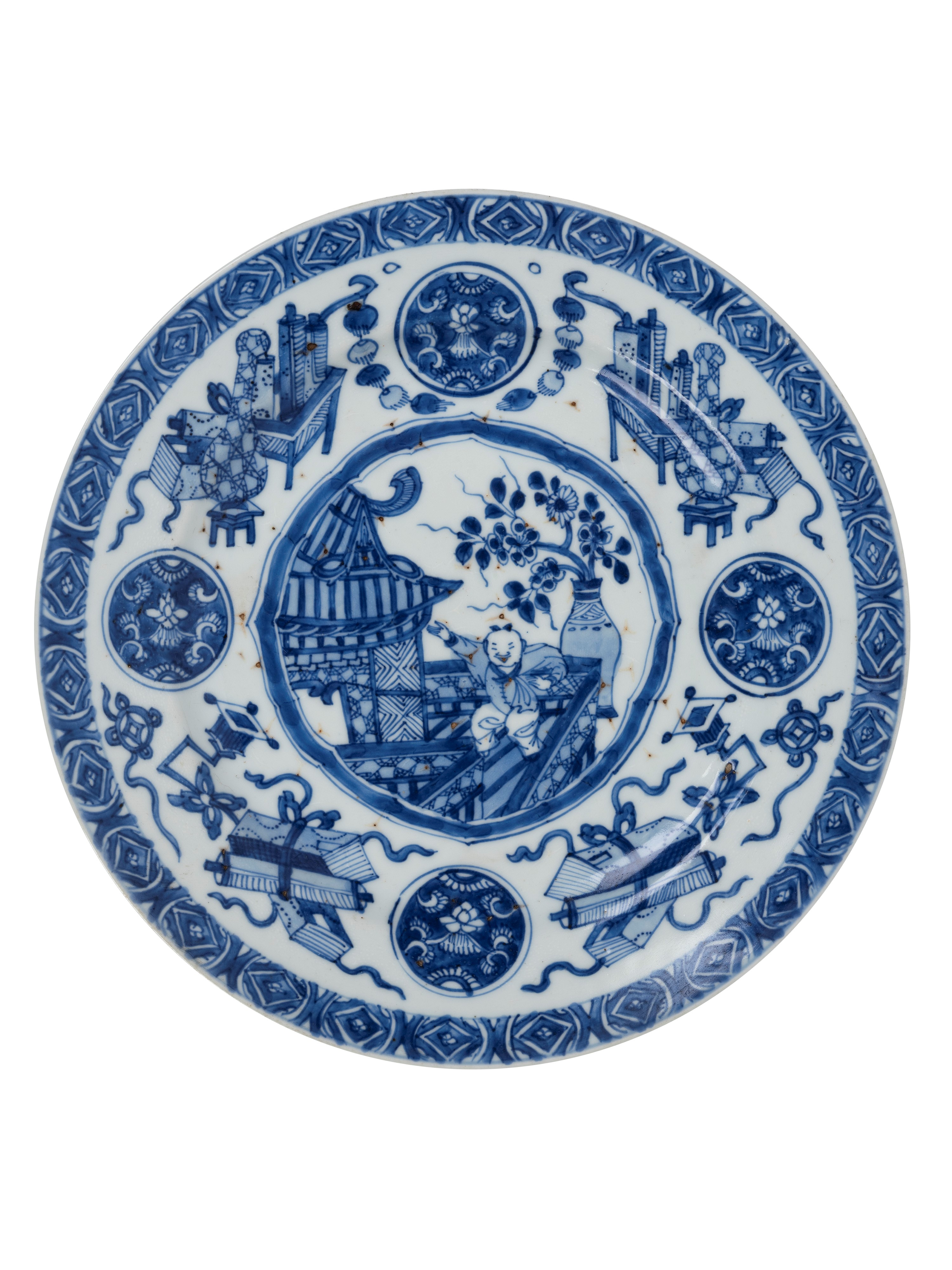 SET DI SEI PIATTI IN PORCELLANA BIANCA E BLU