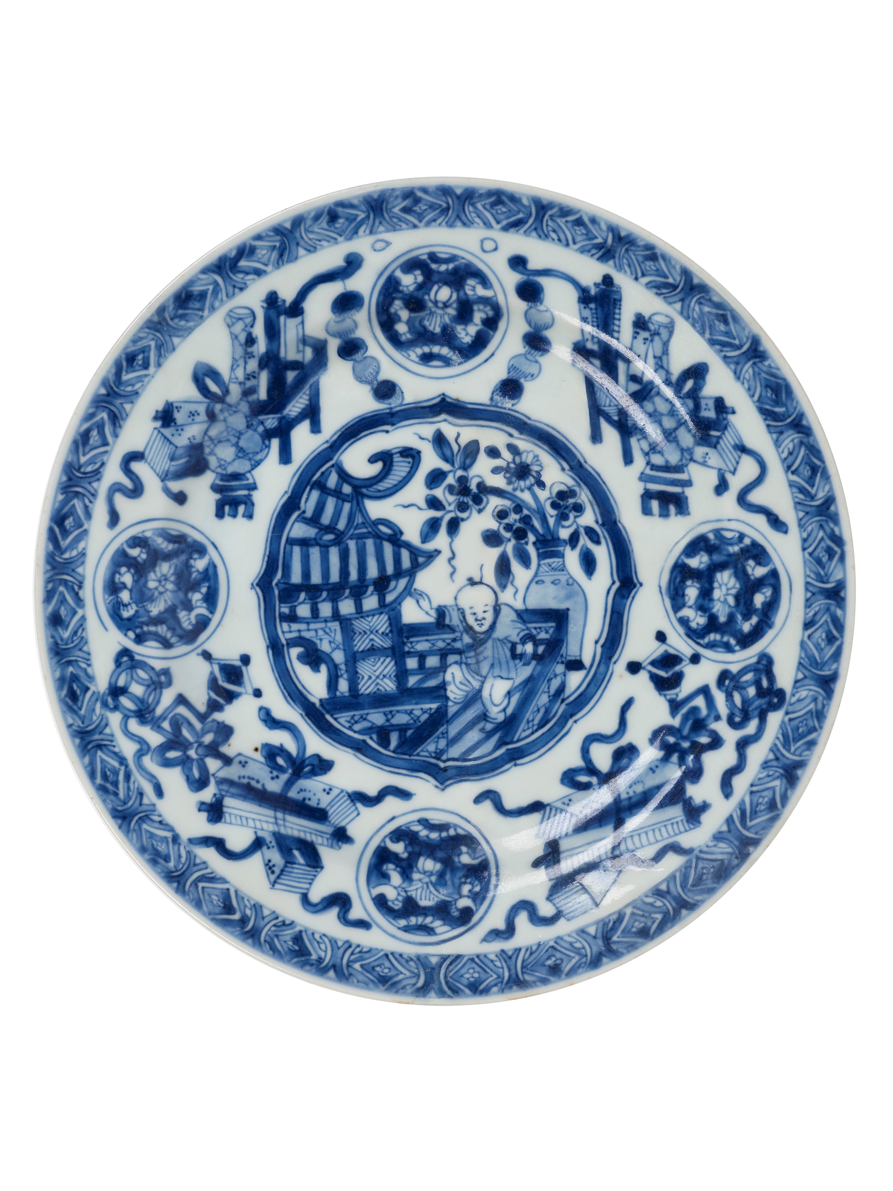 SET DI SEI PIATTI IN PORCELLANA BIANCA E BLU