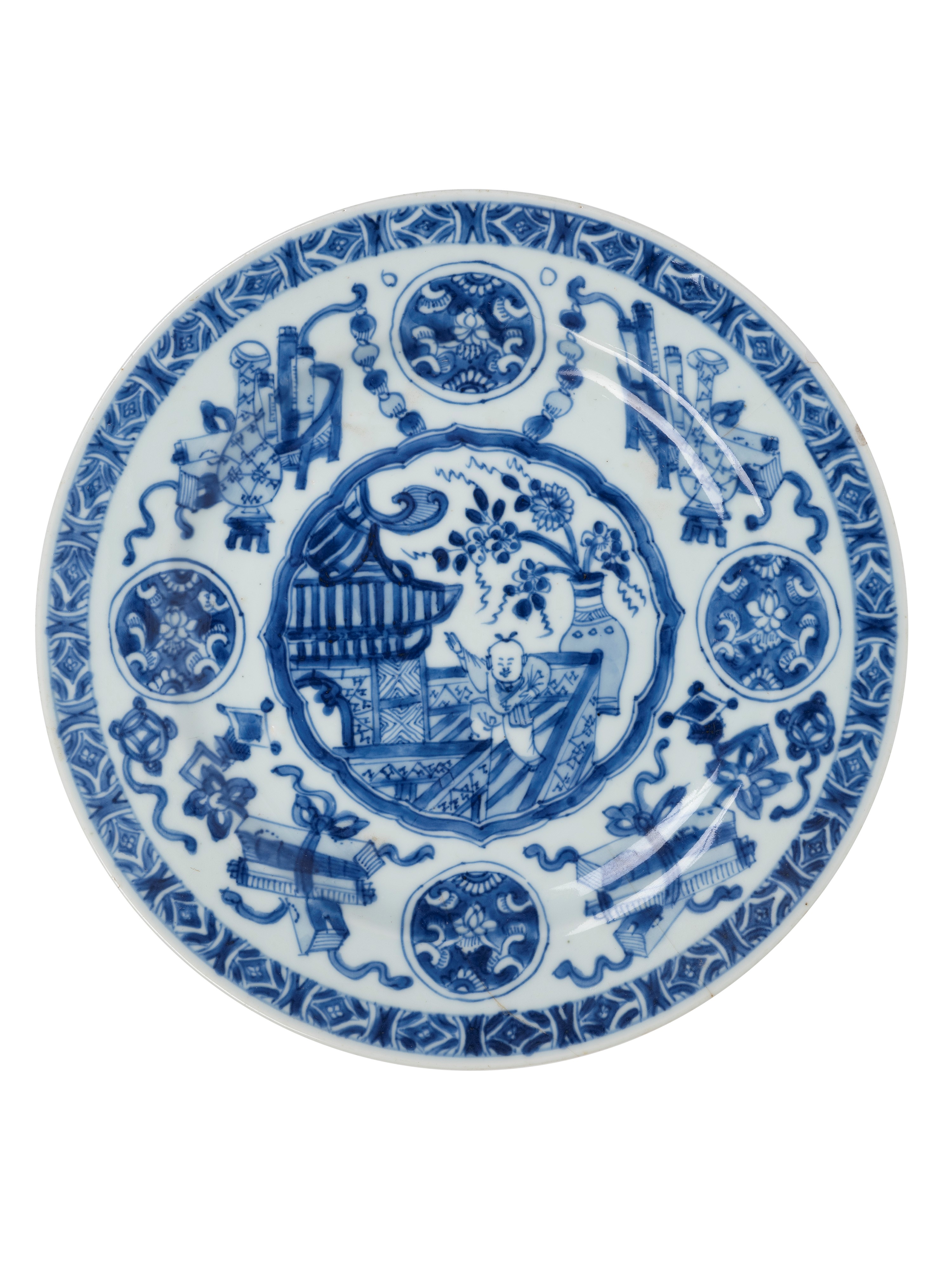 SET DI SEI PIATTI IN PORCELLANA BIANCA E BLU