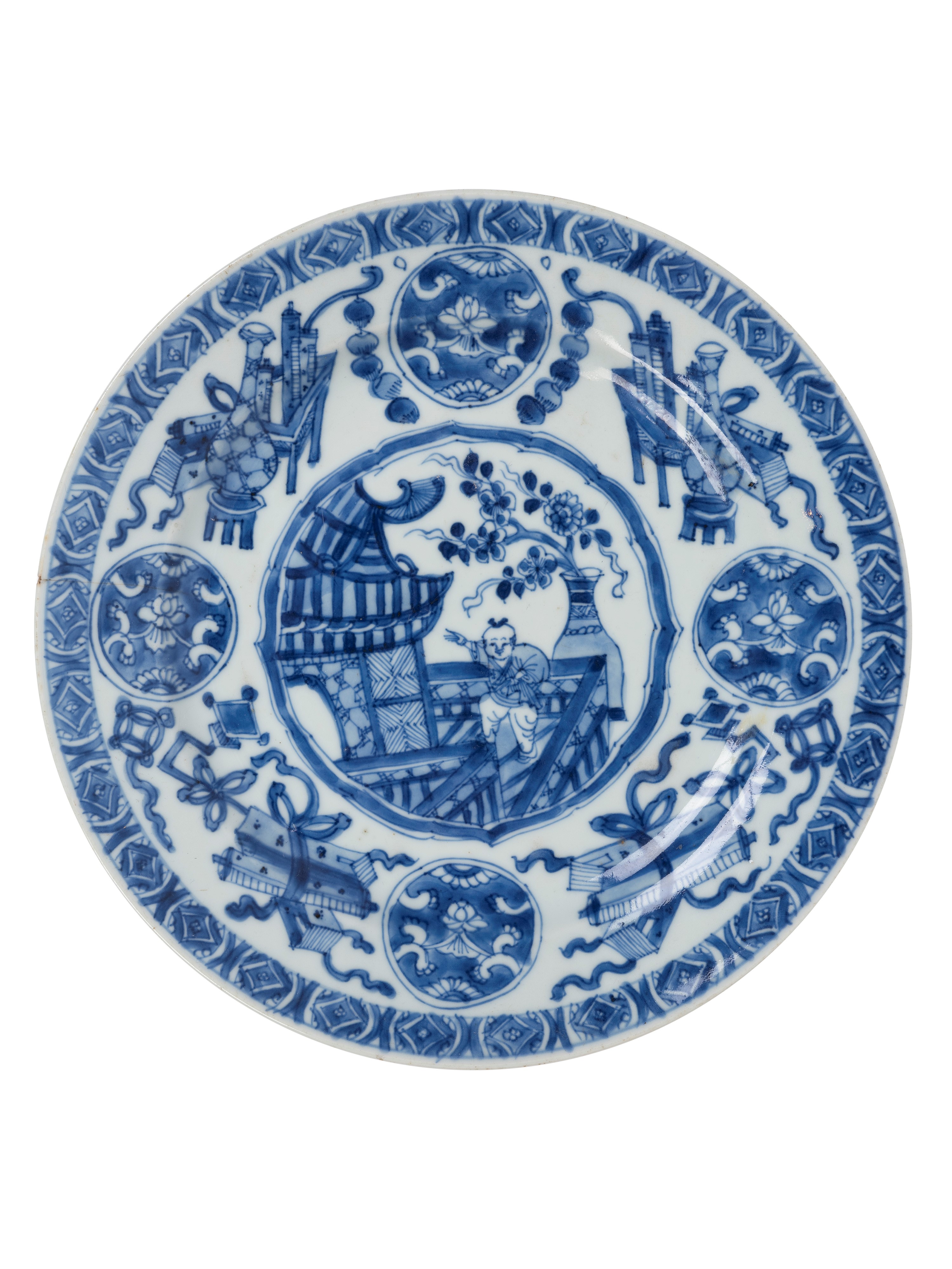 SET DI SEI PIATTI IN PORCELLANA BIANCA E BLU