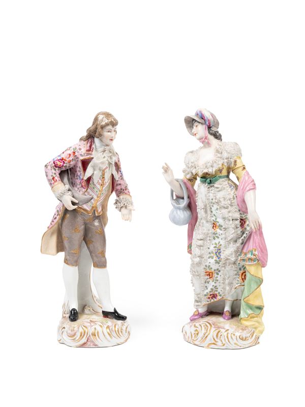 POLYCHROME PORCELAIN GALLANT COUPLE