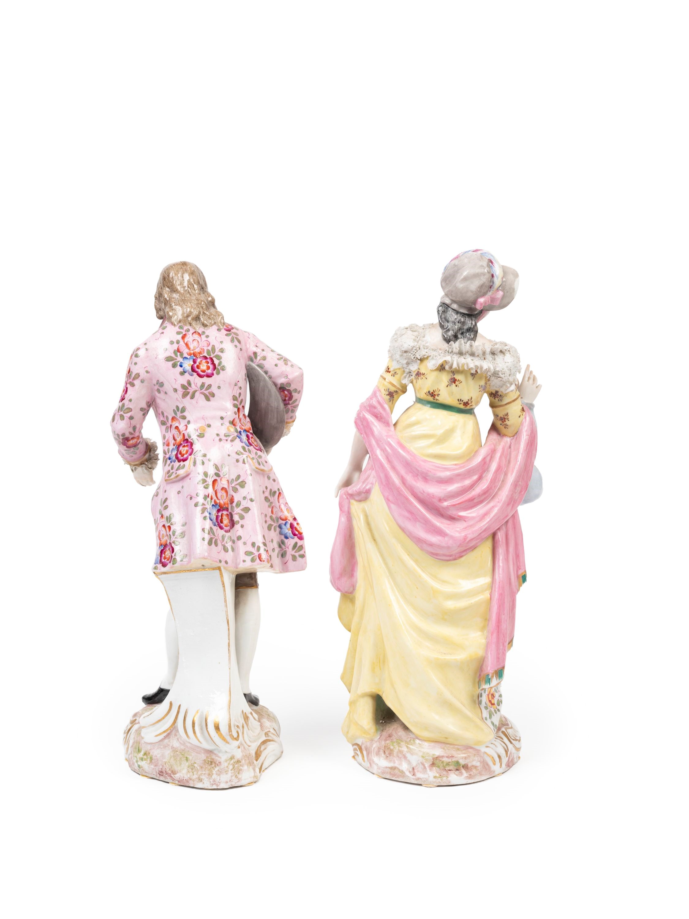 Marc Eugene Clauss, Coppia Galante in Porcellana Policroma